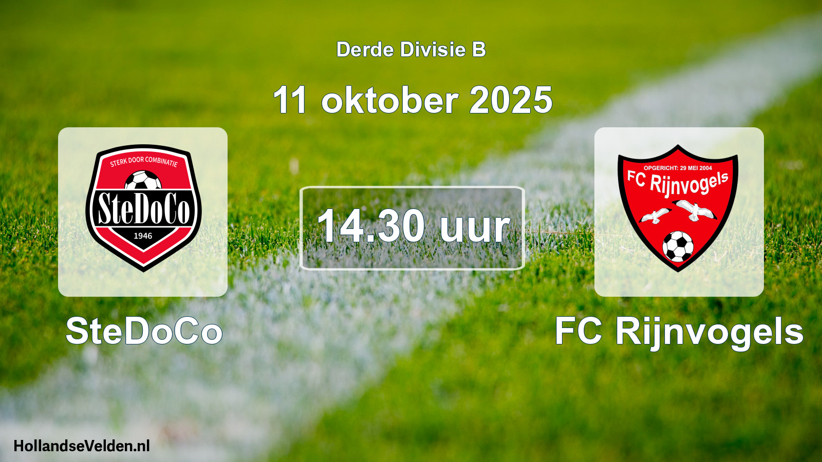 Geplande wedstrijd: SteDoCo - FC Rijnvogels (11 oktober 2025)