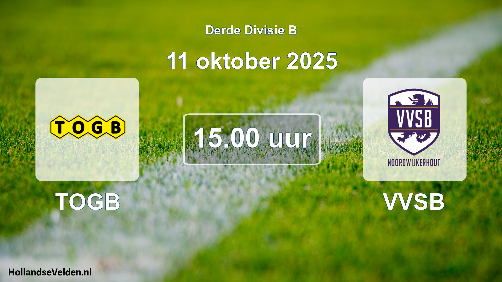 Geplande wedstrijd: TOGB - VVSB (11 oktober 2025)