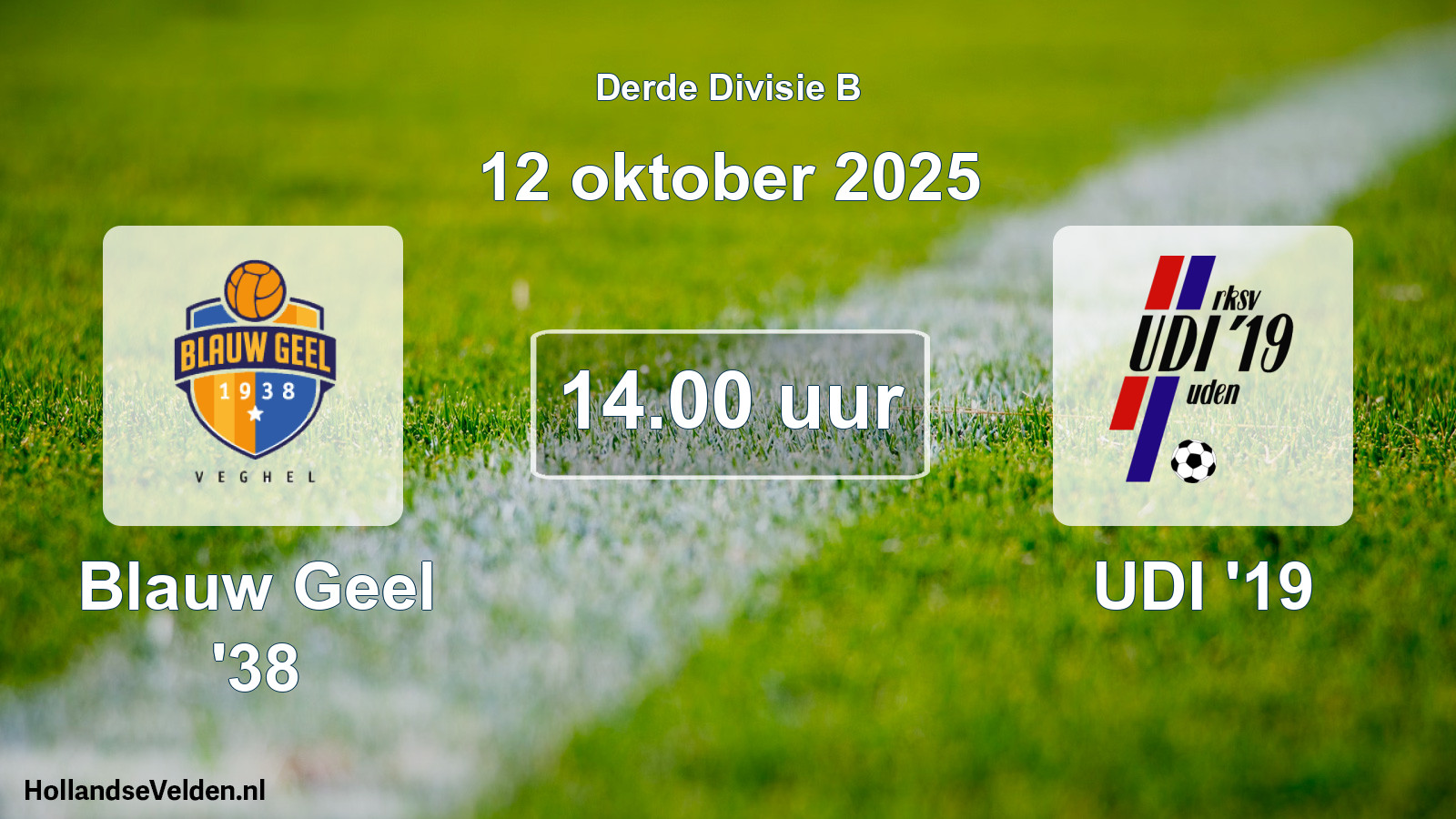 Geplande wedstrijd: Blauw Geel '38 - UDI '19 (12 oktober 2025)