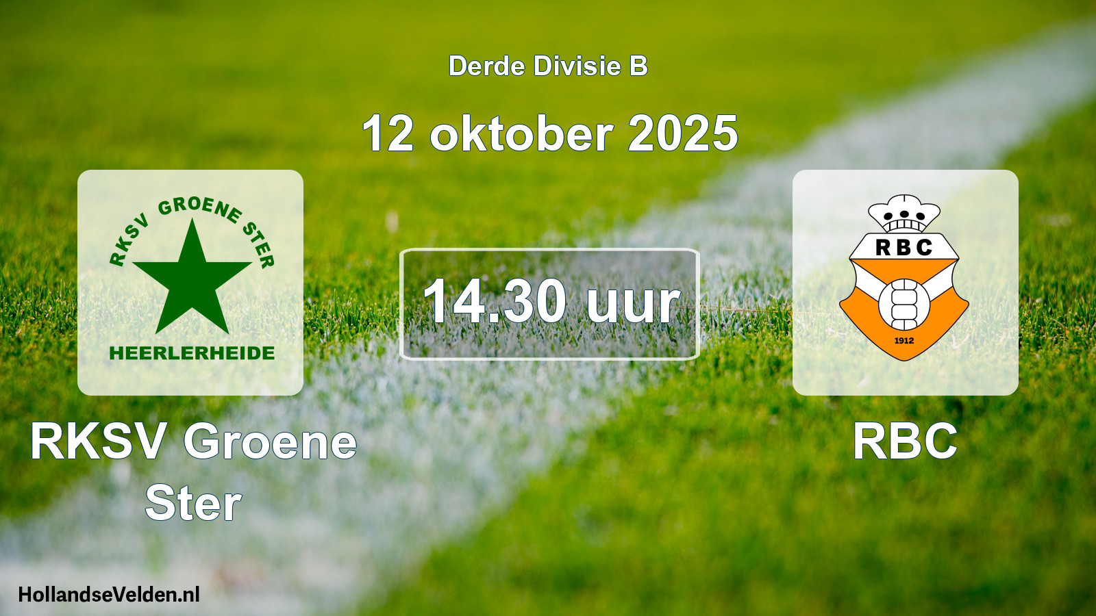 Geplande wedstrijd: RKSV Groene Ster - RBC (12 oktober 2025)