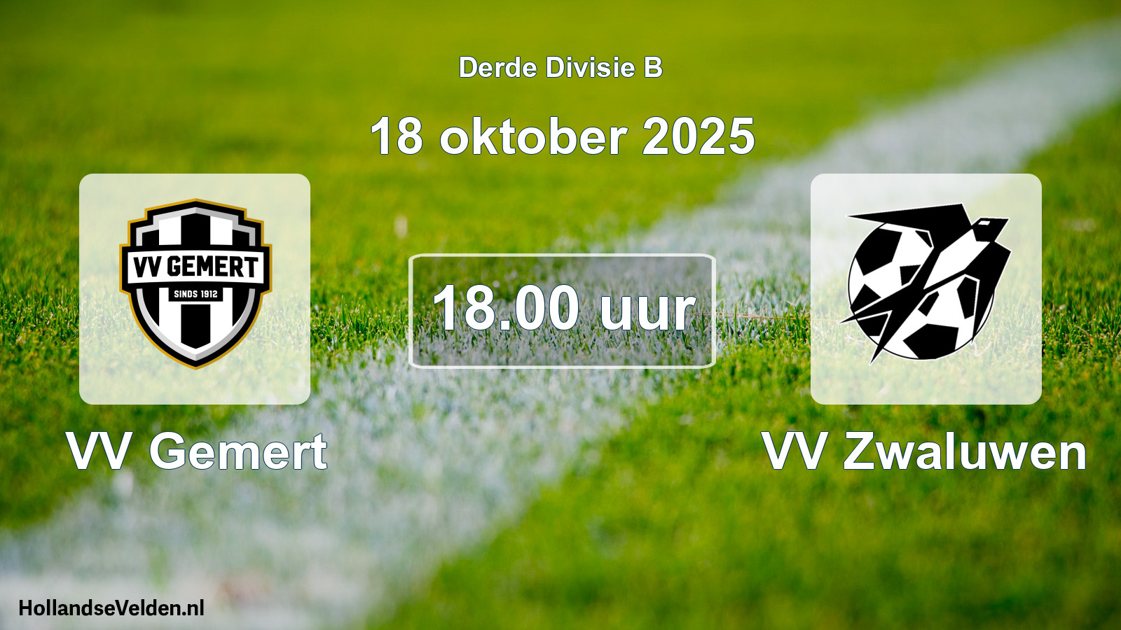 Geplande wedstrijd: VV Gemert - VV Zwaluwen (18 oktober 2025)