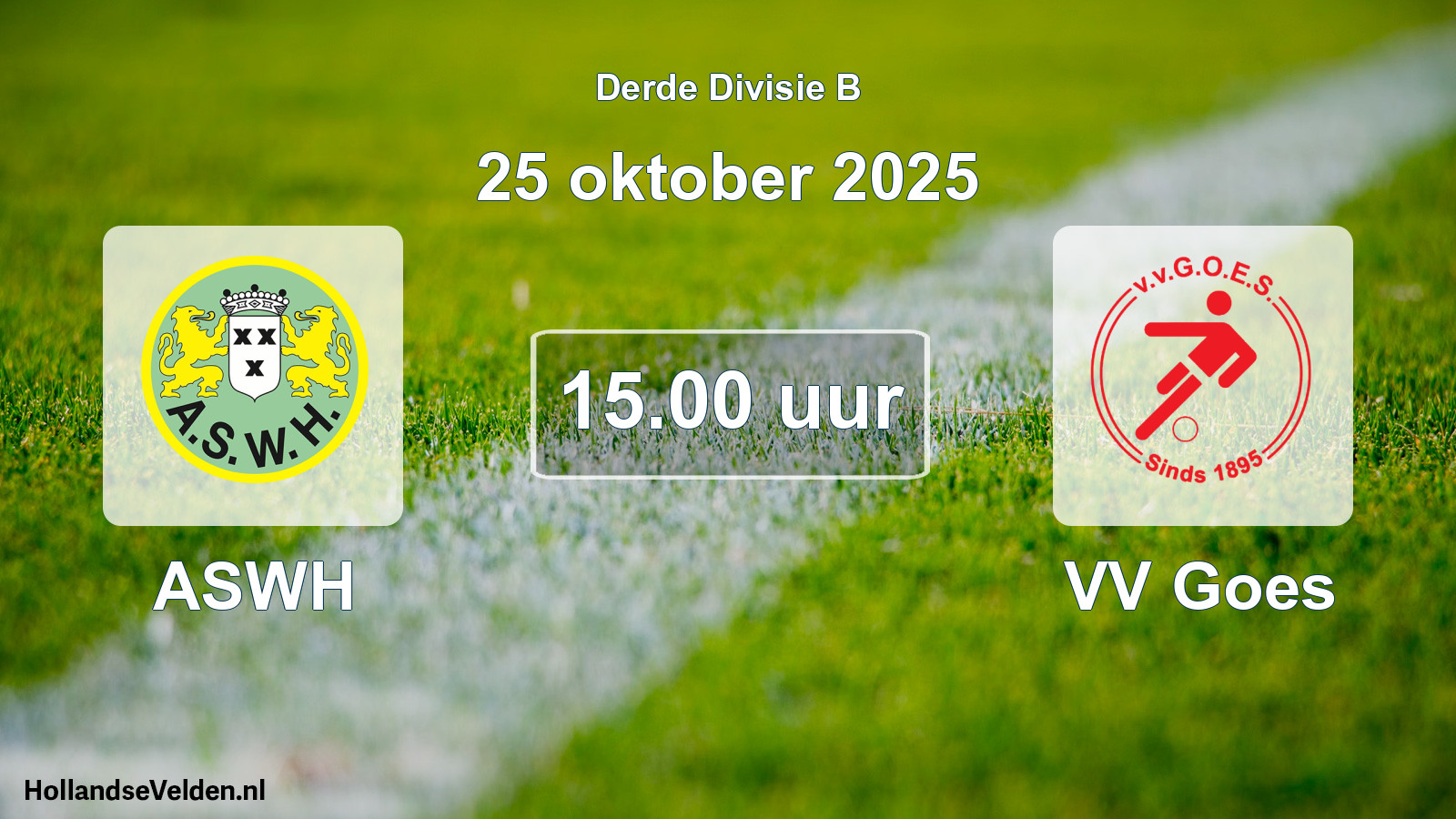 Geplande wedstrijd: ASWH - VV Goes (25 oktober 2025)