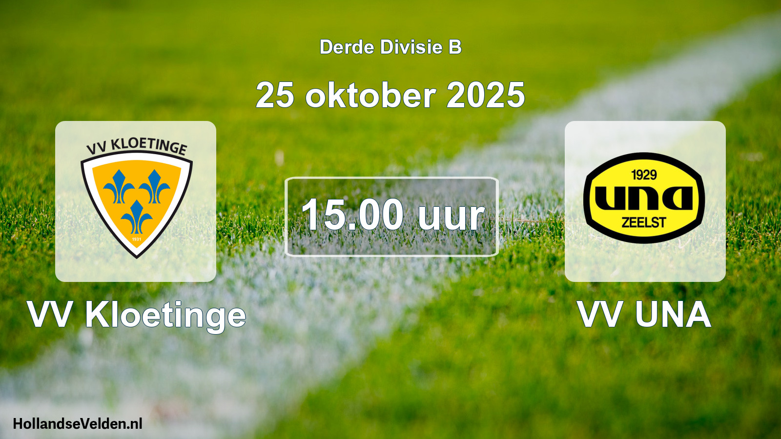 Geplande wedstrijd: VV Kloetinge - VV UNA (25 oktober 2025)