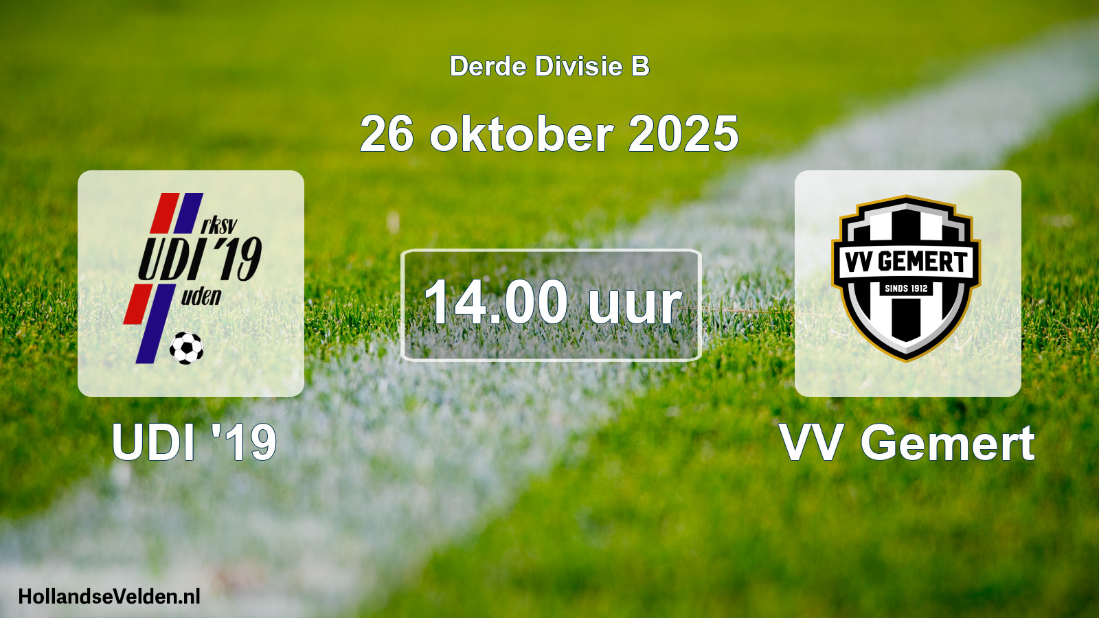 Geplande wedstrijd: UDI '19 - VV Gemert (26 oktober 2025)