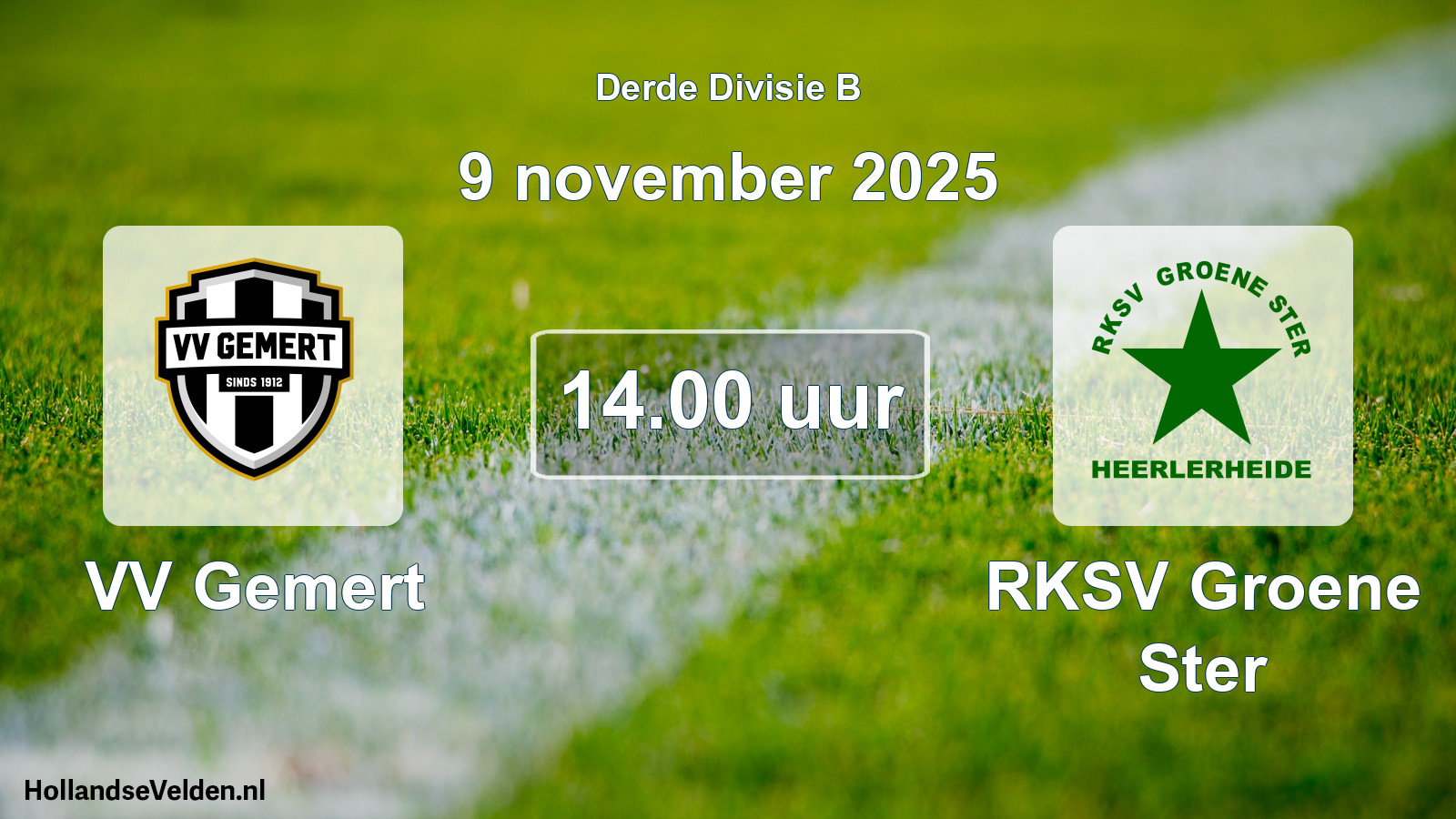 Geplande wedstrijd: VV Gemert - RKSV Groene Ster (9 november 2025)