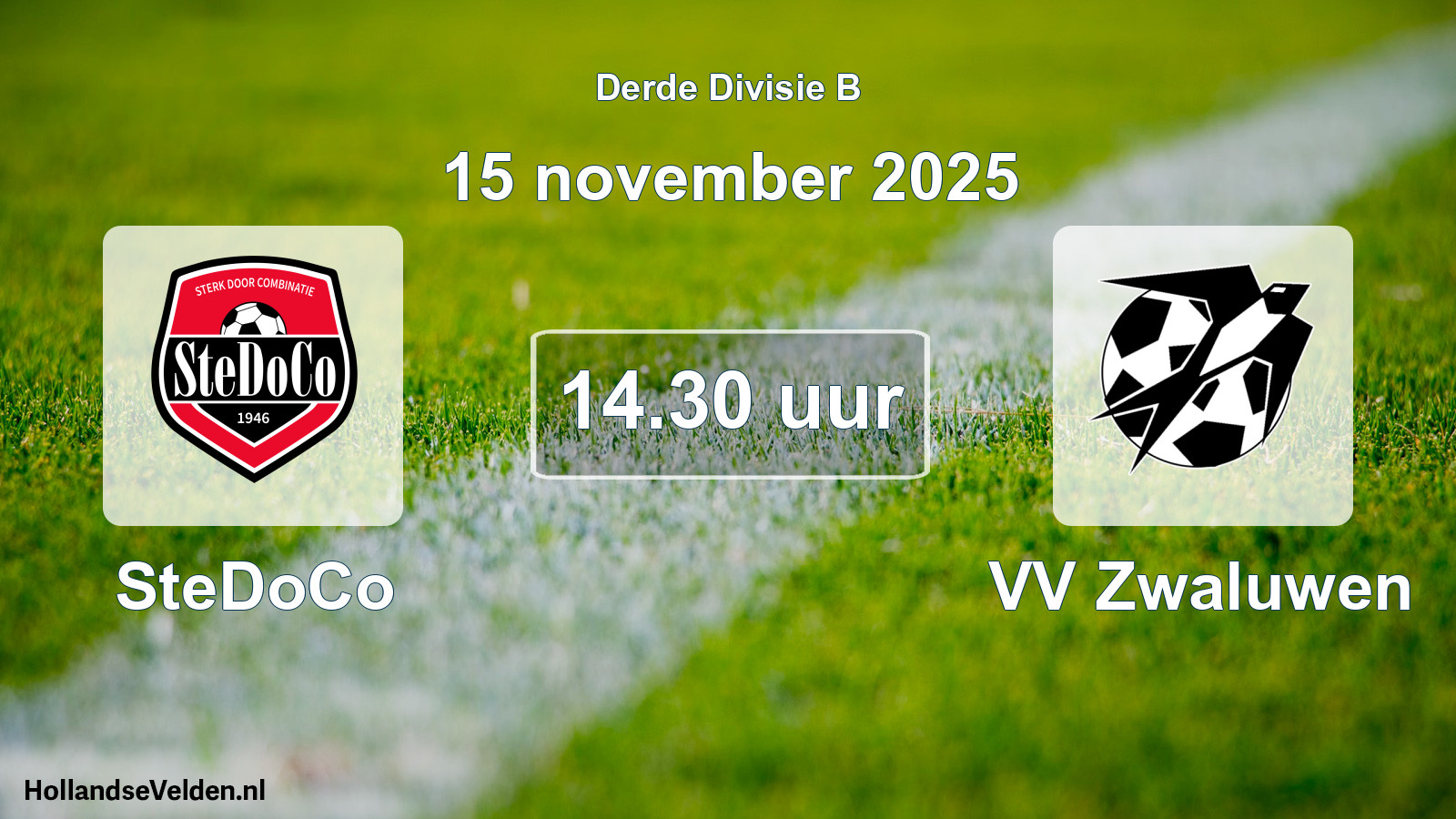 Geplande wedstrijd: SteDoCo - VV Zwaluwen (15 november 2025)