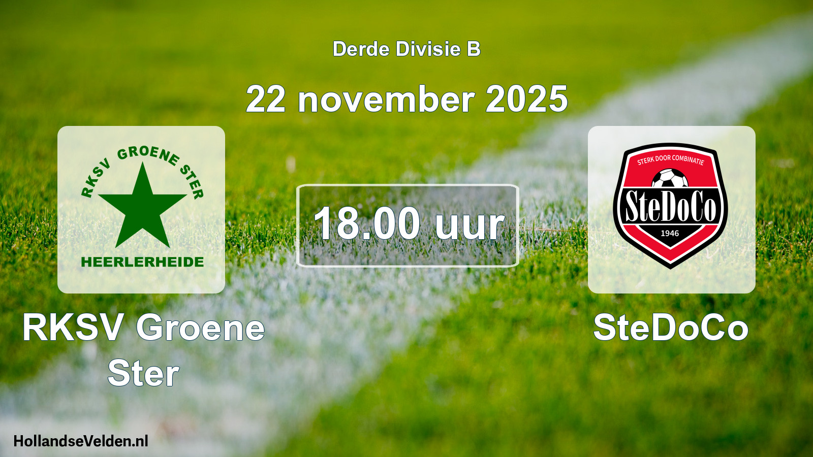 Geplande wedstrijd: RKSV Groene Ster - SteDoCo (22 november 2025)
