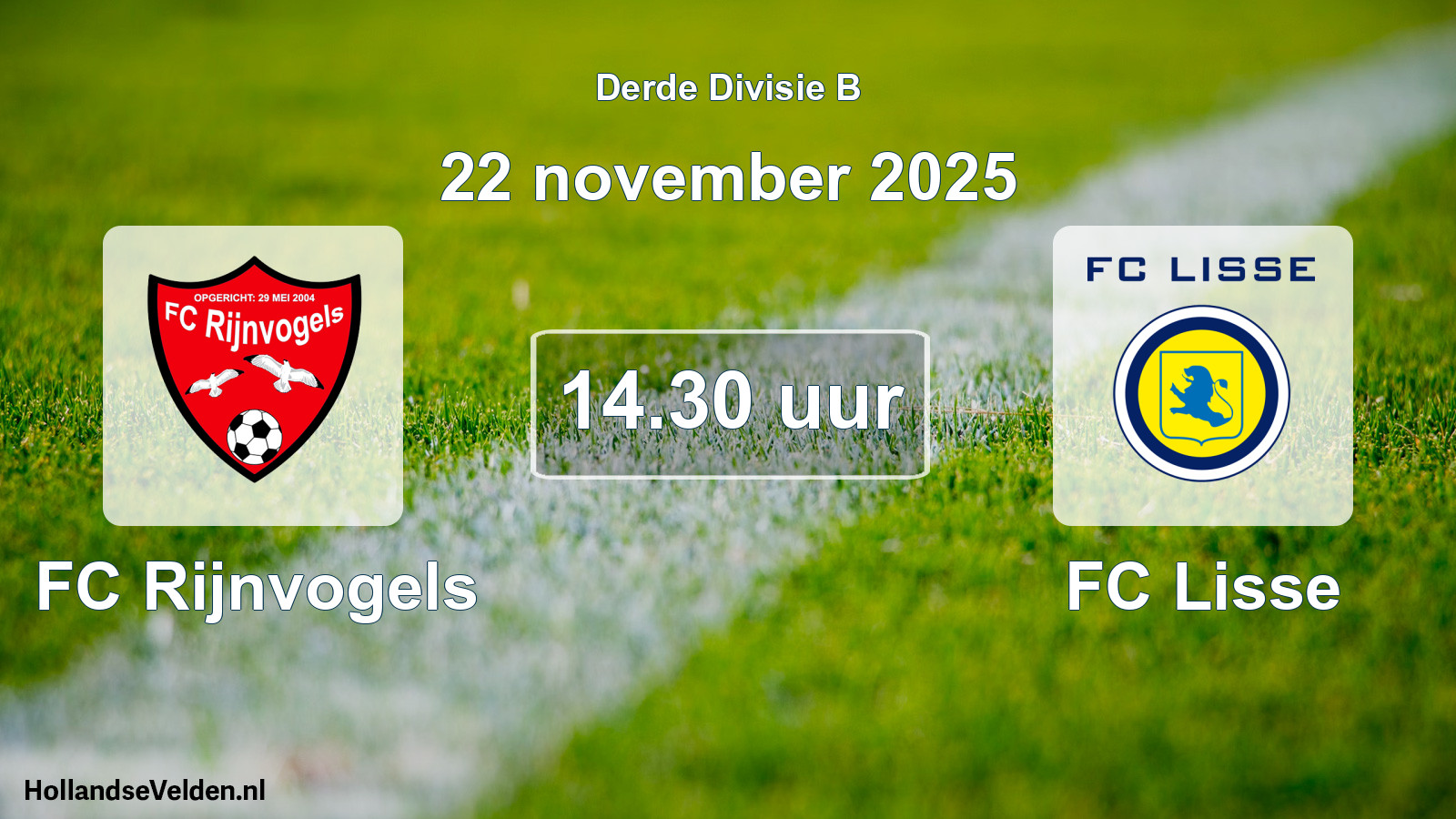 Geplande wedstrijd: FC Rijnvogels - FC Lisse (22 november 2025)