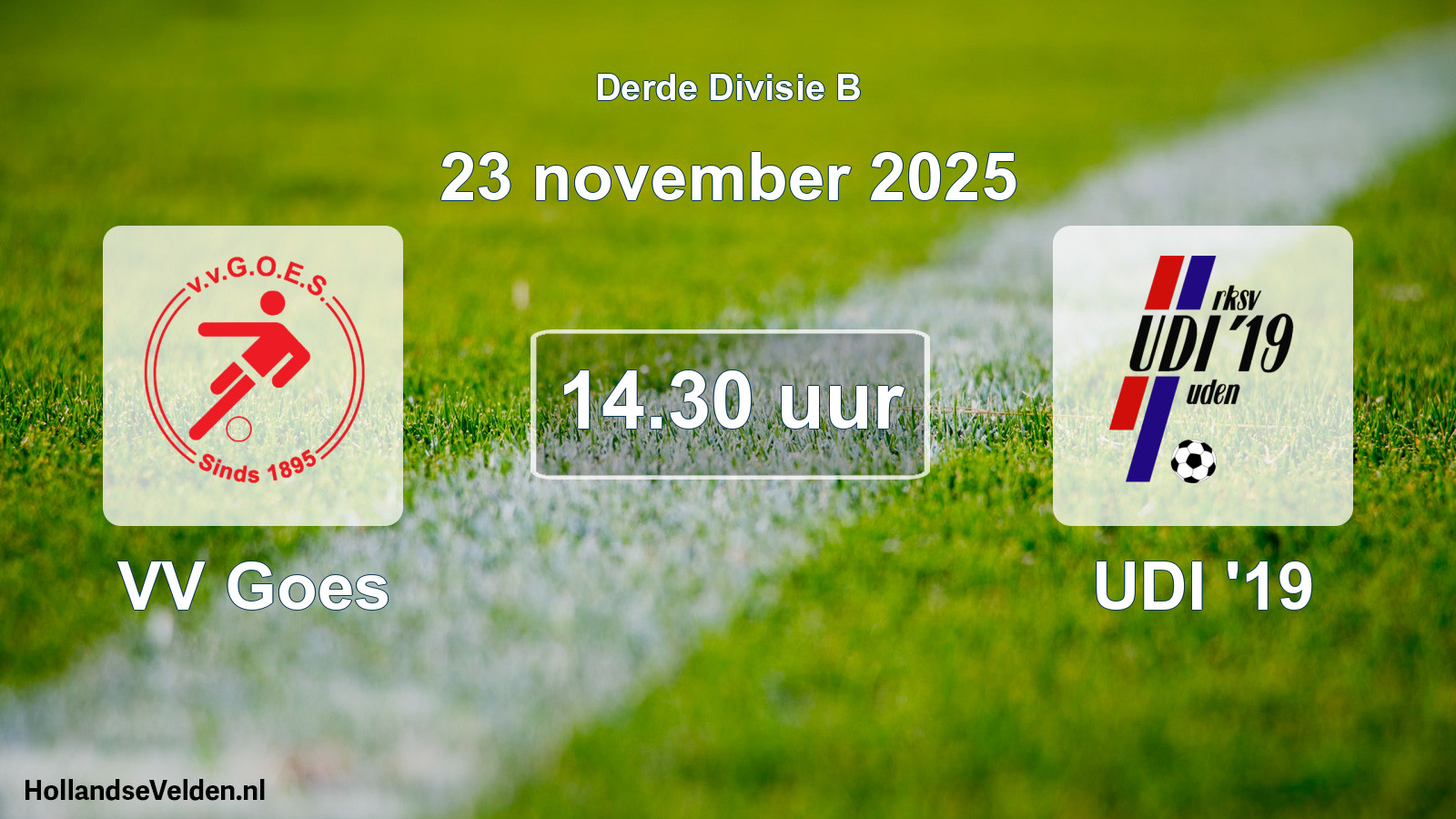 Geplande wedstrijd: VV Goes - UDI '19 (23 november 2025)