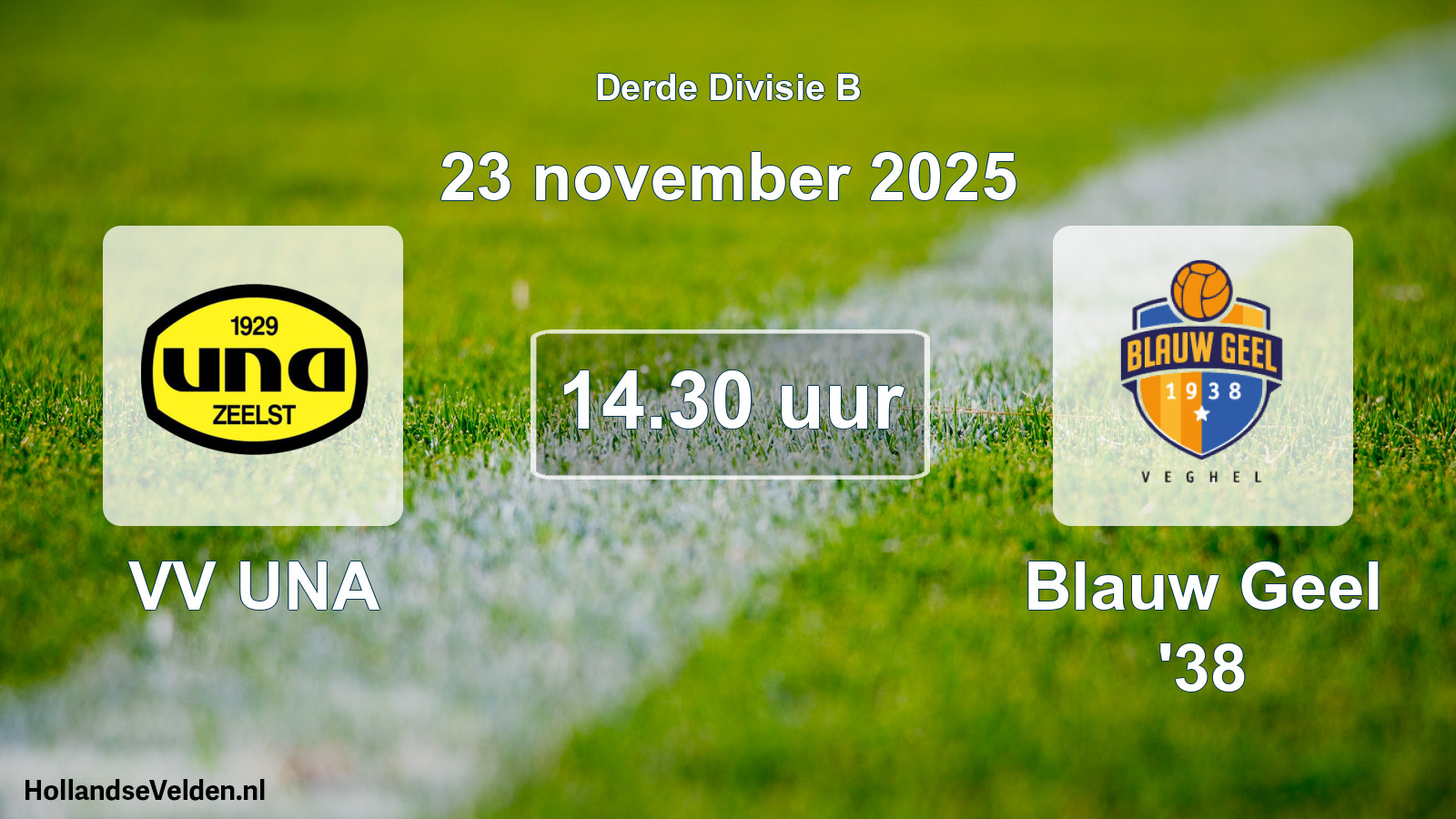 Geplande wedstrijd: VV UNA - Blauw Geel '38 (23 november 2025)