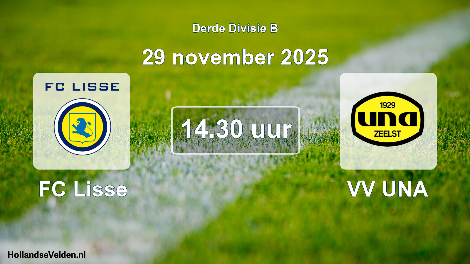 Geplande wedstrijd: FC Lisse - VV UNA (29 november 2025)