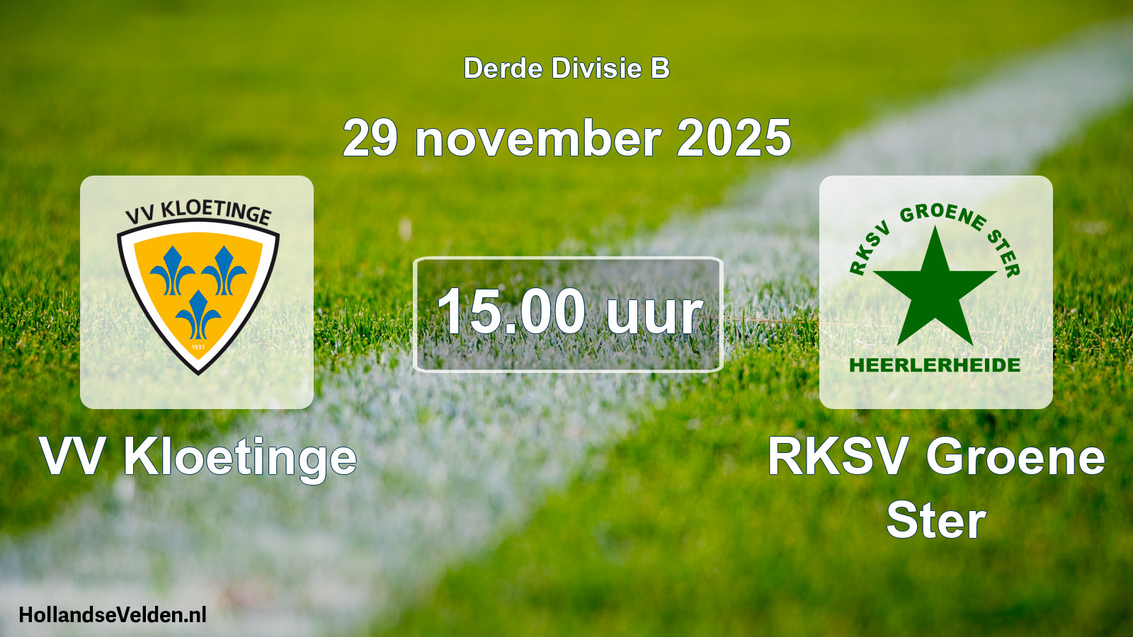 Geplande wedstrijd: VV Kloetinge - RKSV Groene Ster (29 november 2025)