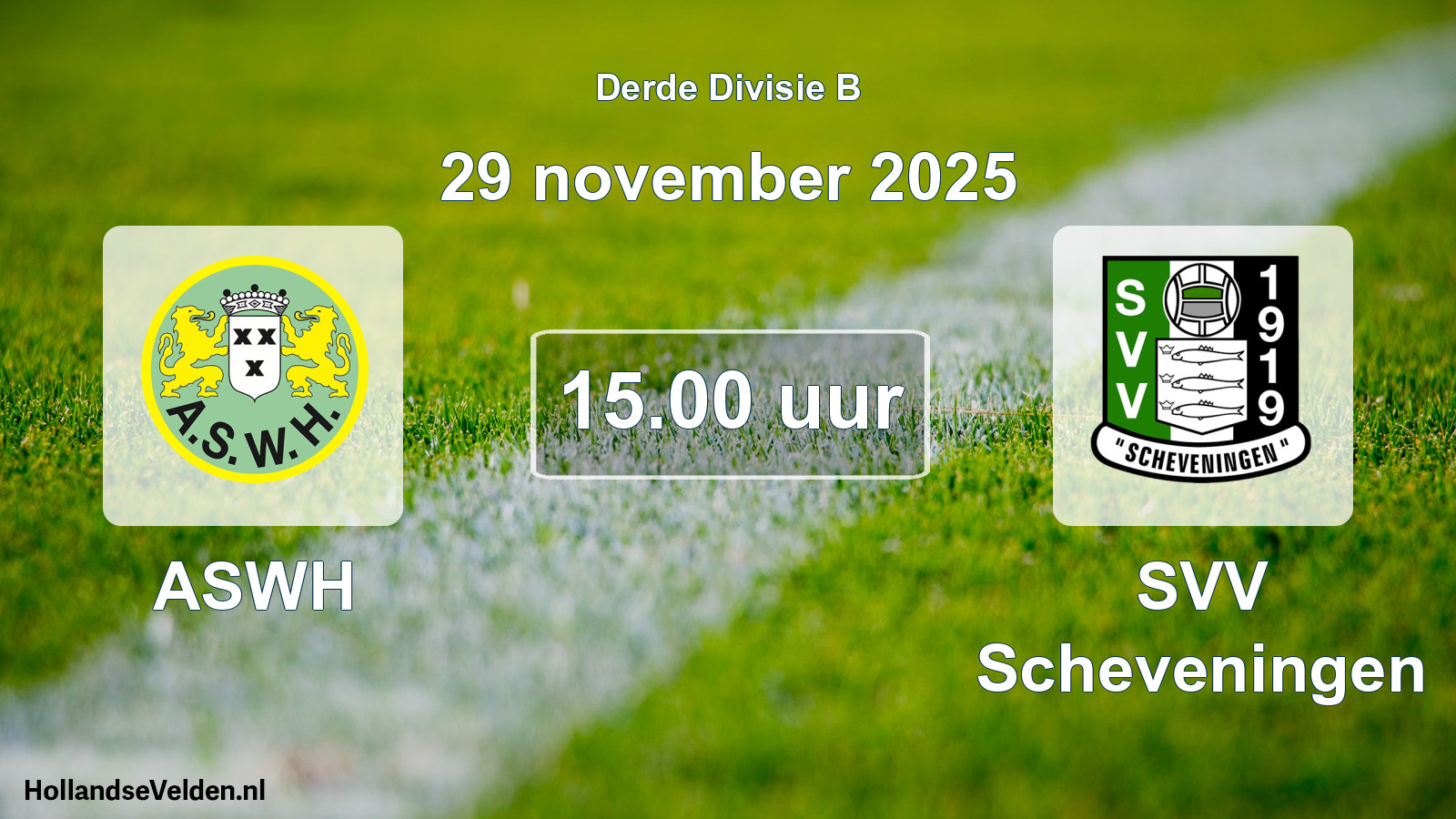 Geplande wedstrijd: ASWH - SVV Scheveningen (29 november 2025)