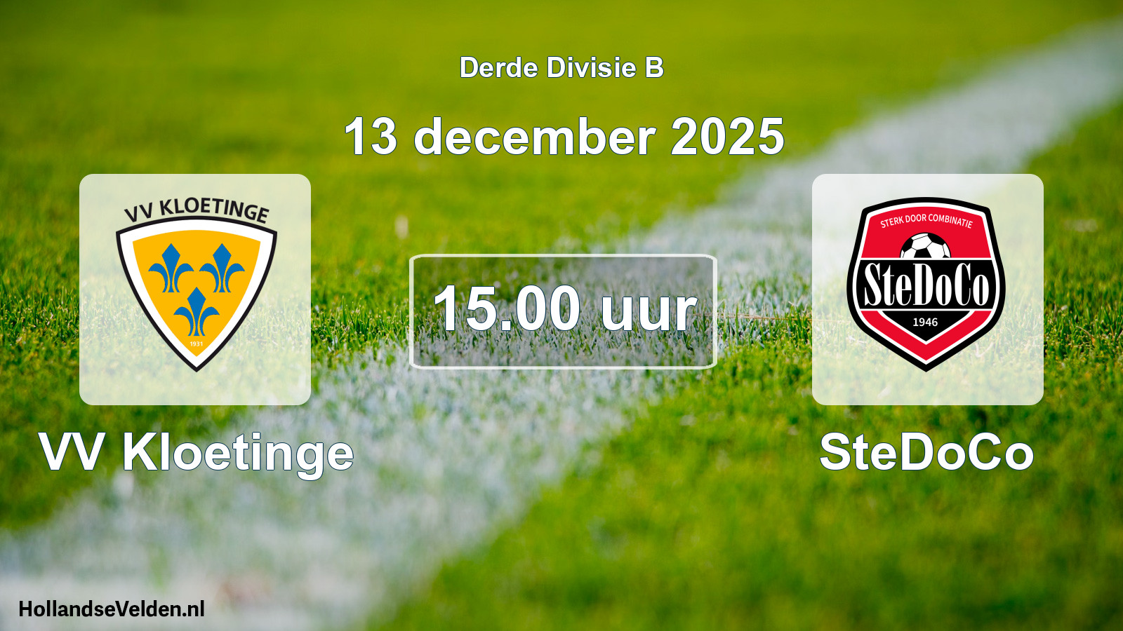 Geplande wedstrijd: VV Kloetinge - SteDoCo (13 december 2025)