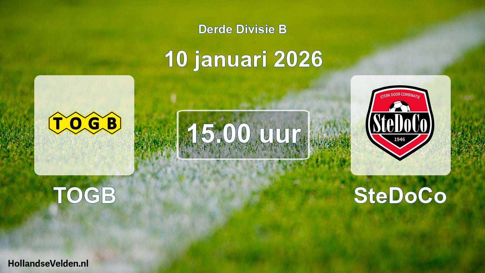 Geplande wedstrijd: TOGB - SteDoCo (10 januari 2026)