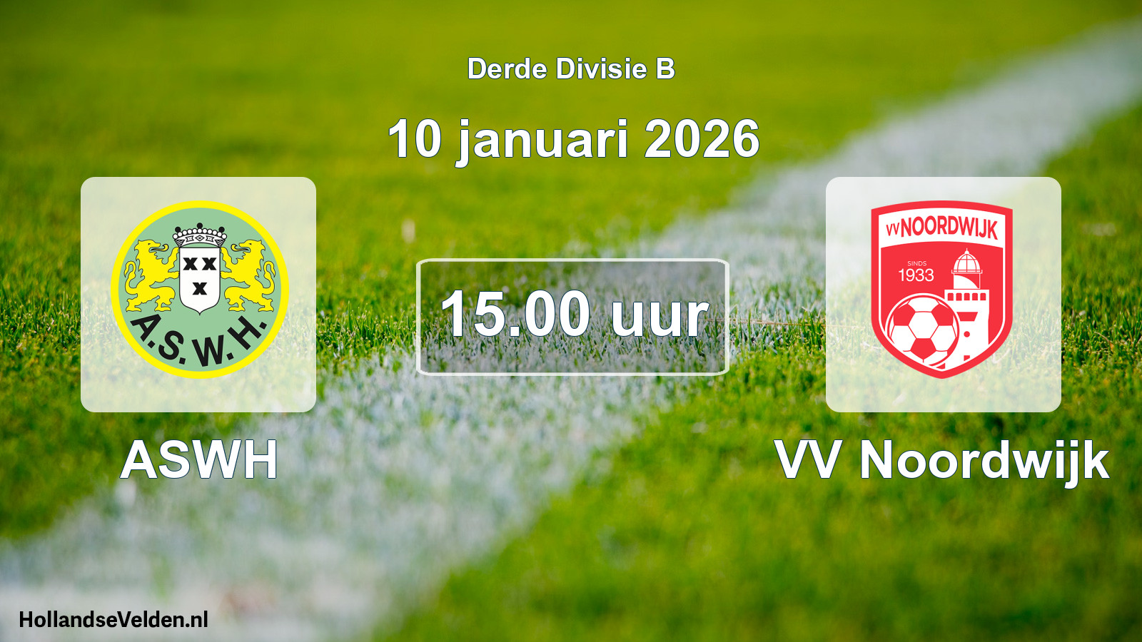 Geplande wedstrijd: ASWH - VV Noordwijk (10 januari 2026)