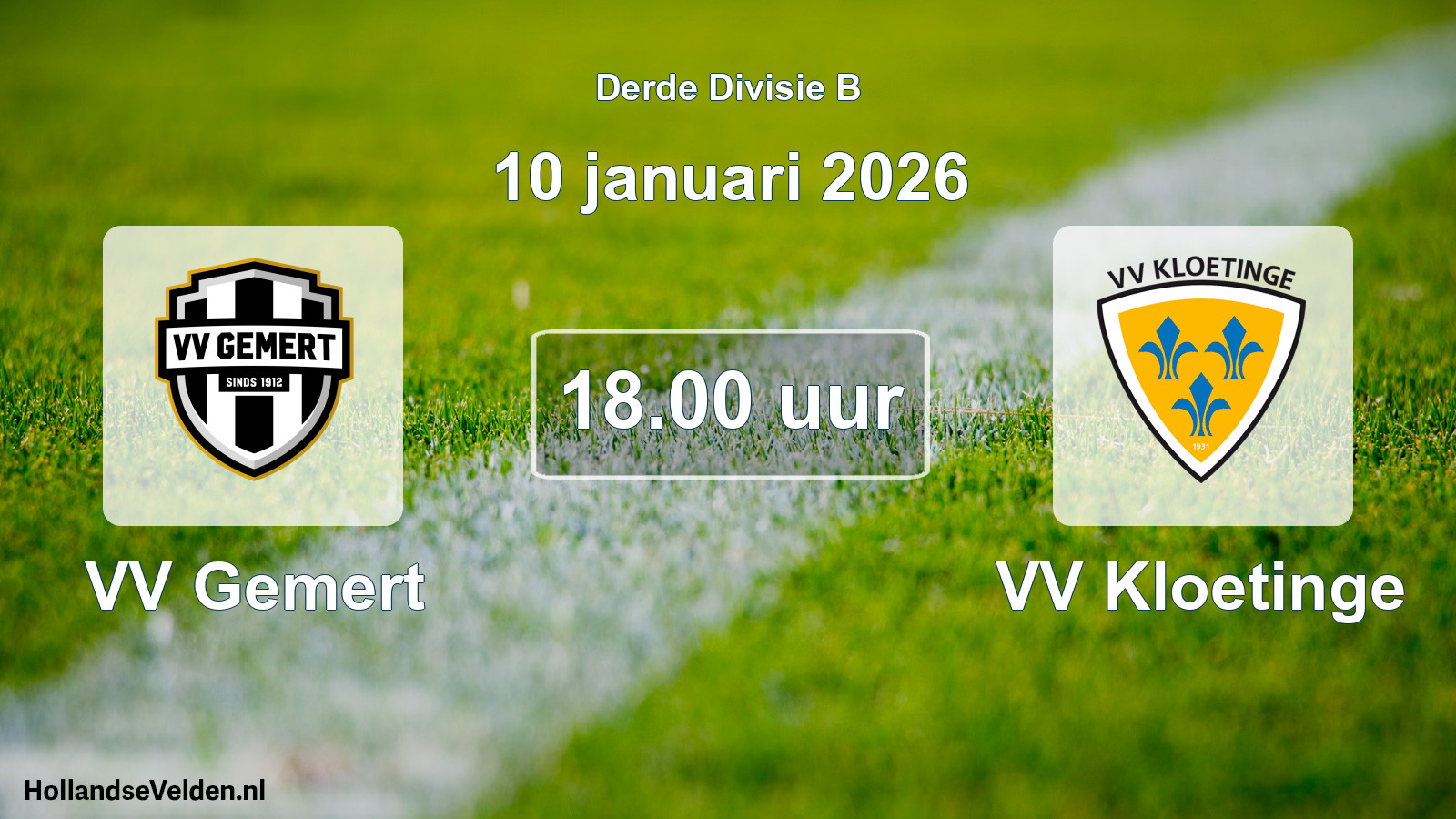Geplande wedstrijd: VV Gemert - VV Kloetinge (10 januari 2026)