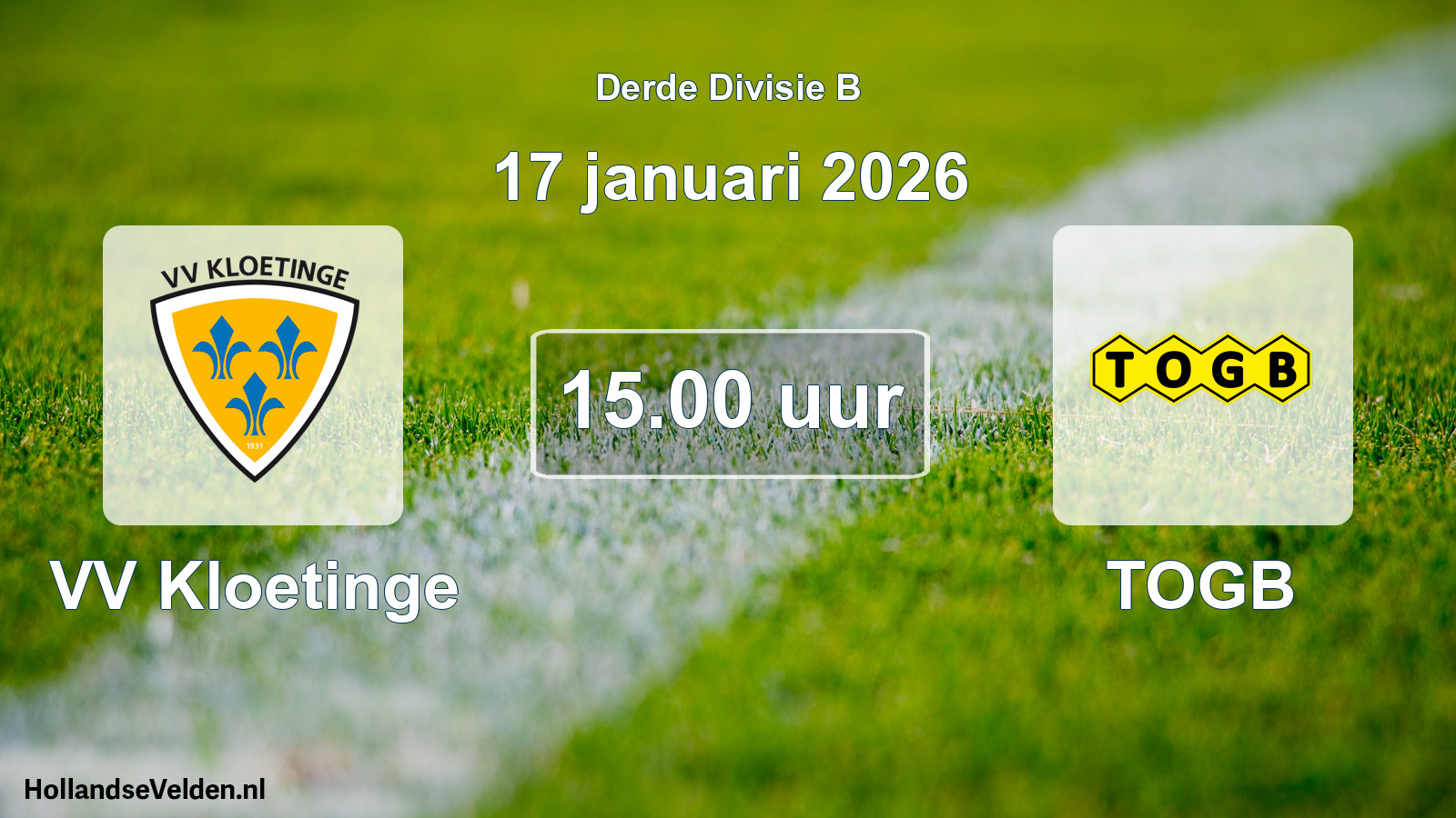 Geplande wedstrijd: VV Kloetinge - TOGB (17 januari 2026)