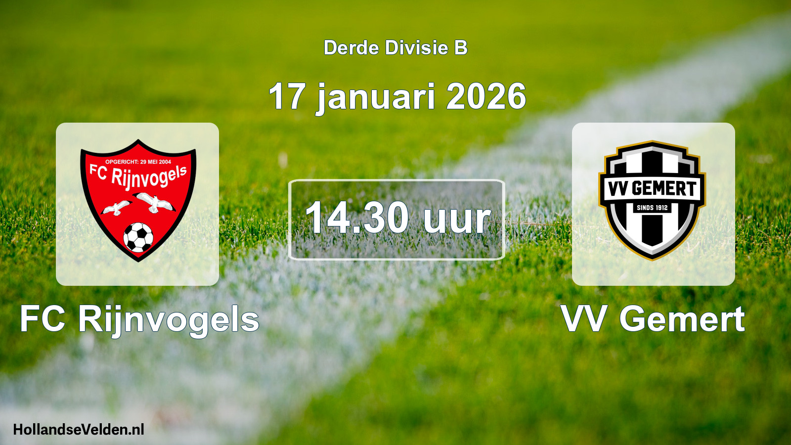 Geplande wedstrijd: FC Rijnvogels - VV Gemert (17 januari 2026)