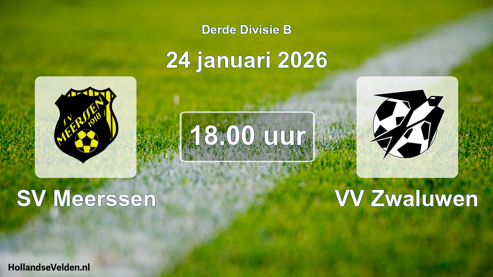 Geplande wedstrijd: SV Meerssen - VV Zwaluwen (24 januari 2026)