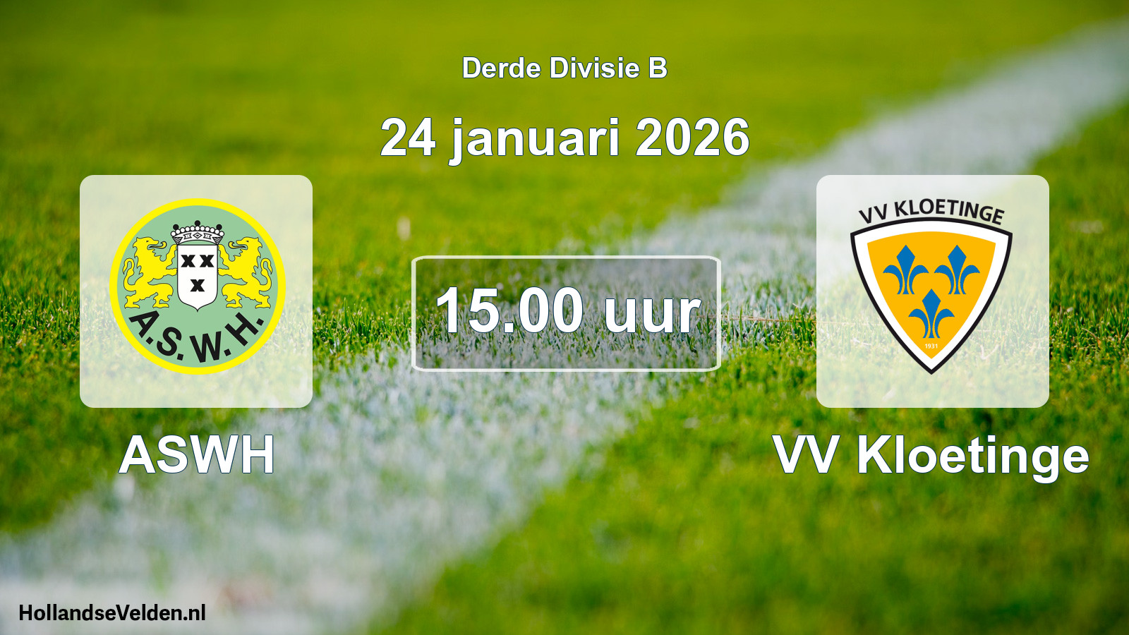 Geplande wedstrijd: ASWH - VV Kloetinge (24 januari 2026)