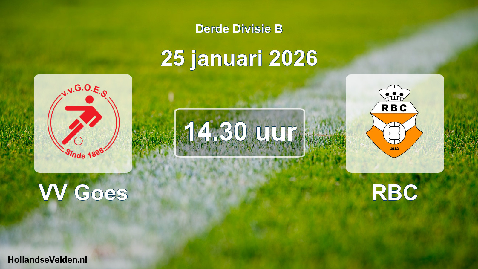Geplande wedstrijd: VV Goes - RBC (25 januari 2026)