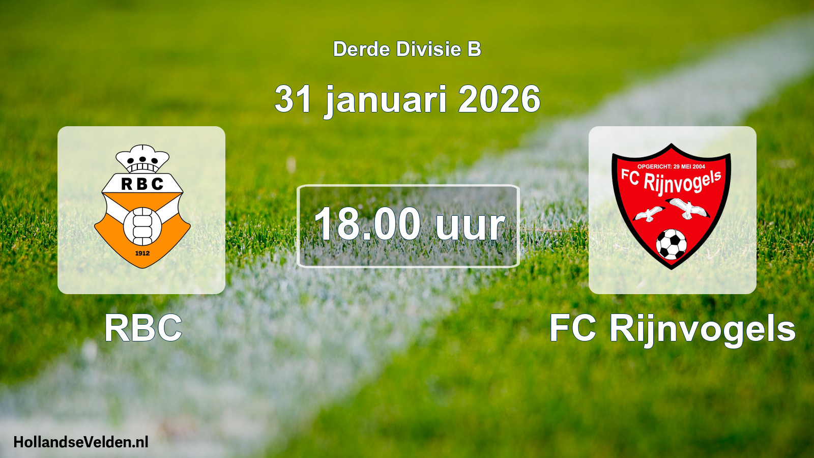 Geplande wedstrijd: RBC - FC Rijnvogels (31 januari 2026)