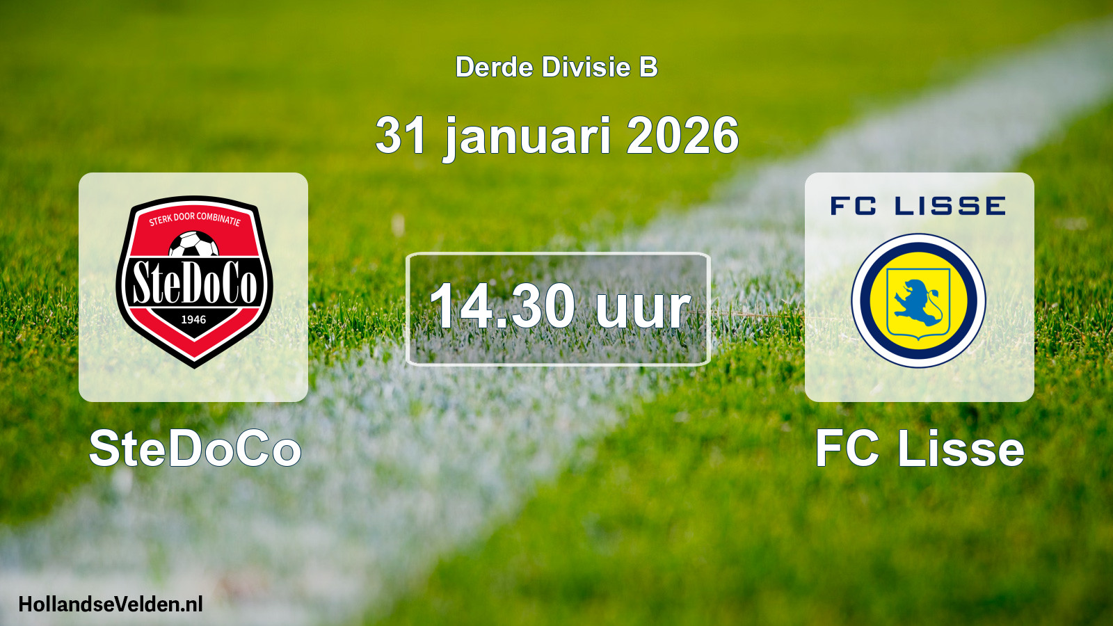 Geplande wedstrijd: SteDoCo - FC Lisse (31 januari 2026)