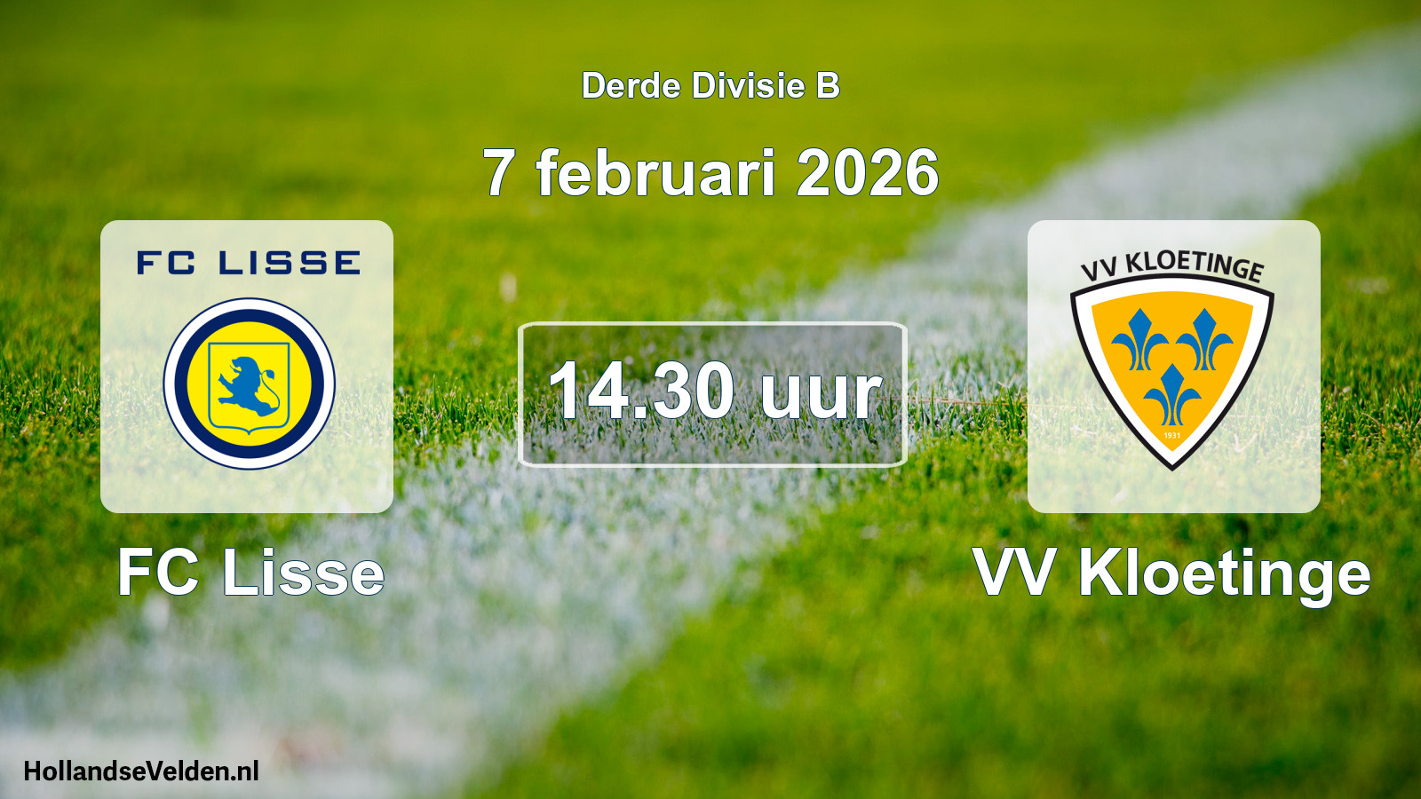 Geplande wedstrijd: FC Lisse - VV Kloetinge (7 februari 2026)