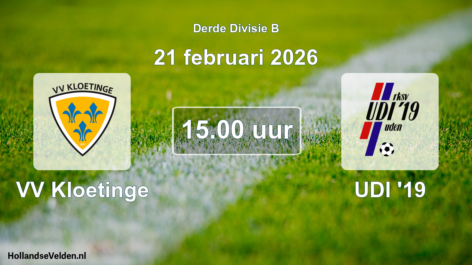Geplande wedstrijd: VV Kloetinge - UDI '19 (21 februari 2026)