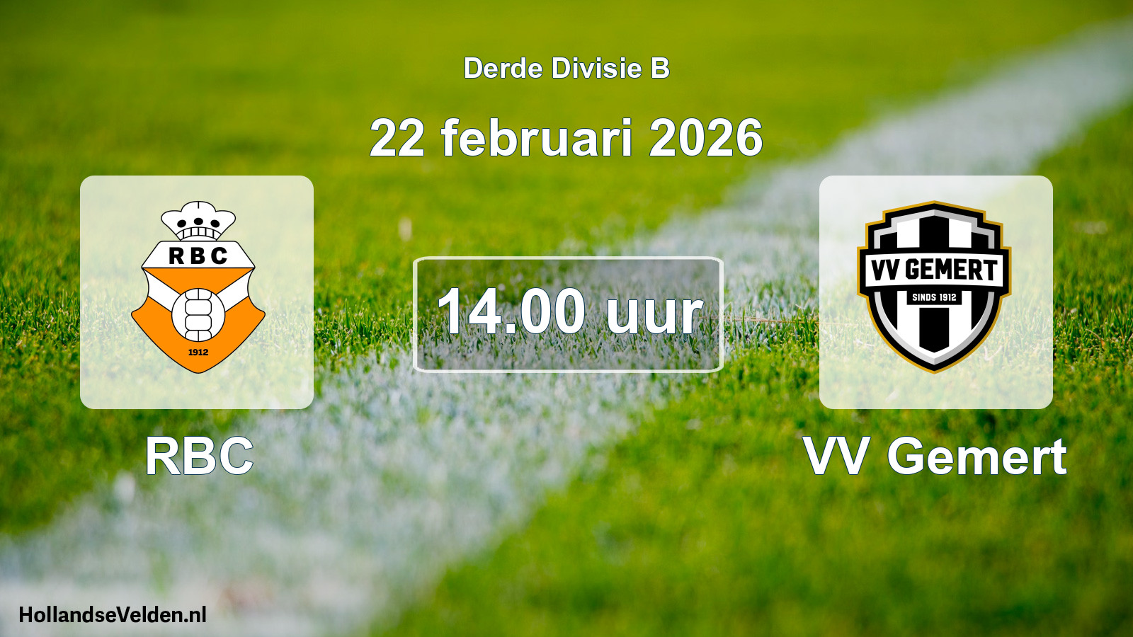 Geplande wedstrijd: RBC - VV Gemert (22 februari 2026)
