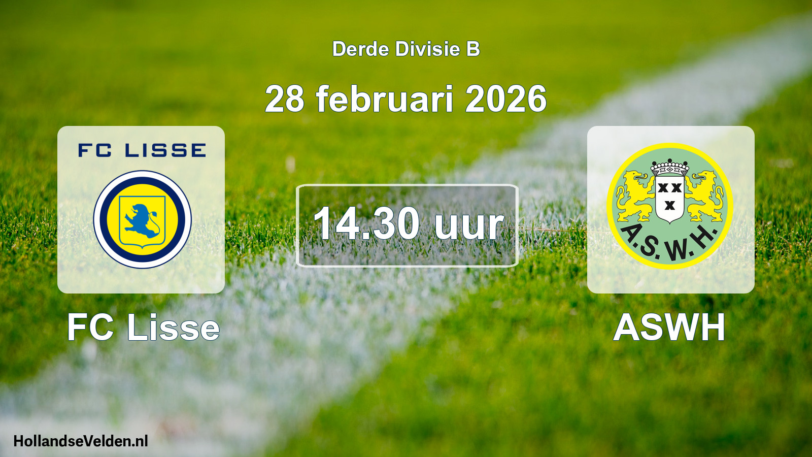 Geplande wedstrijd: FC Lisse - ASWH (28 februari 2026)