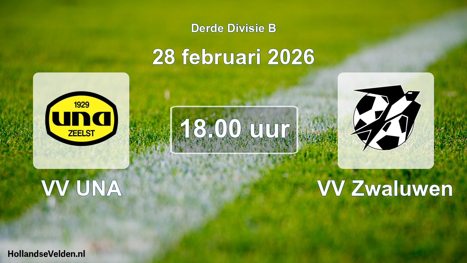 Geplande wedstrijd: VV UNA - VV Zwaluwen (28 februari 2026)