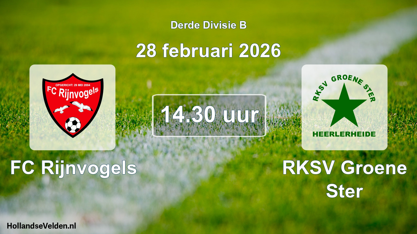 Geplande wedstrijd: FC Rijnvogels - RKSV Groene Ster (28 februari 2026)