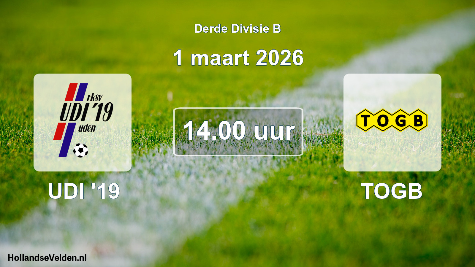 Geplande wedstrijd: UDI '19 - TOGB (1 maart 2026)