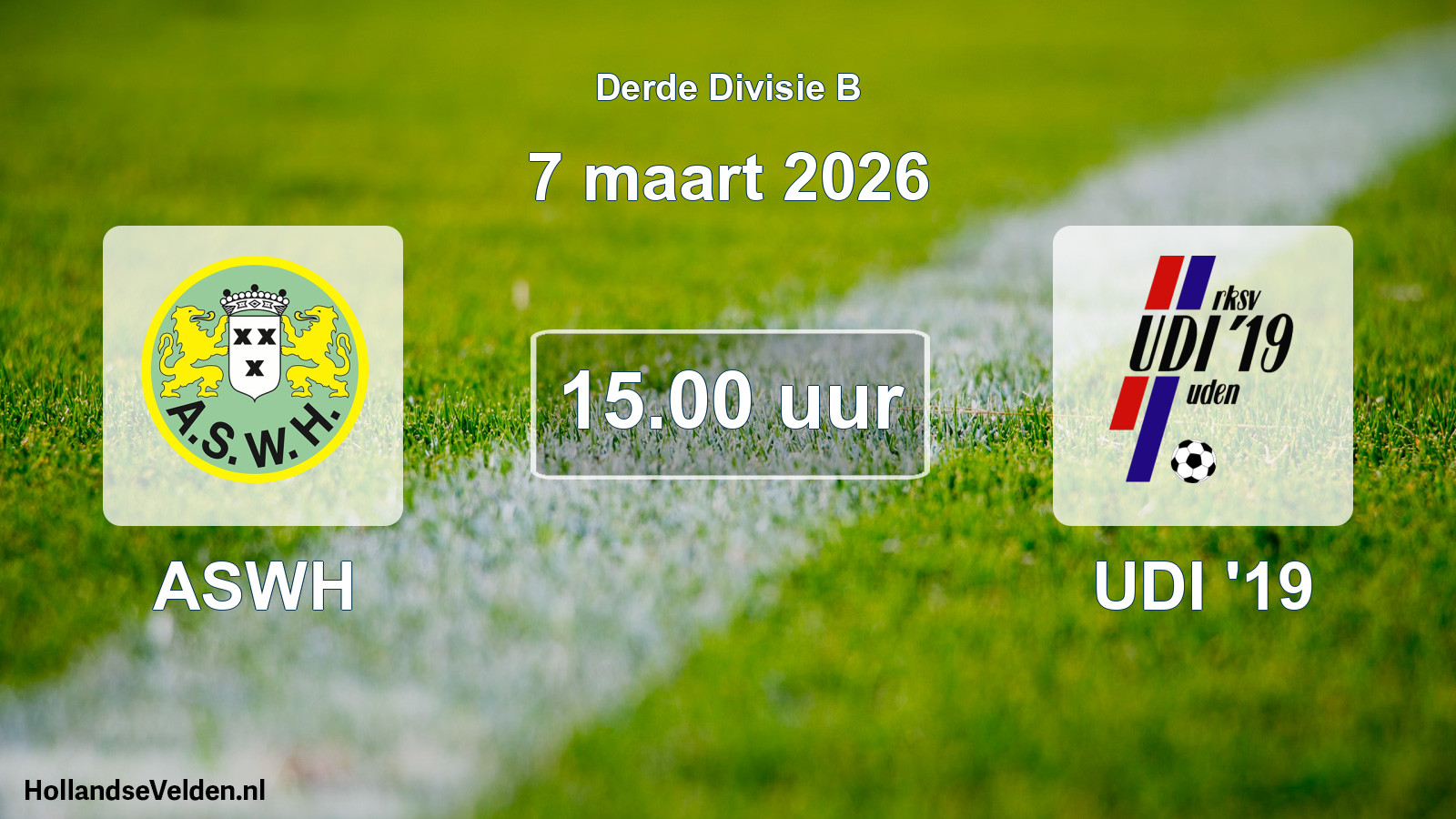 Geplande wedstrijd: ASWH - UDI '19 (7 maart 2026)