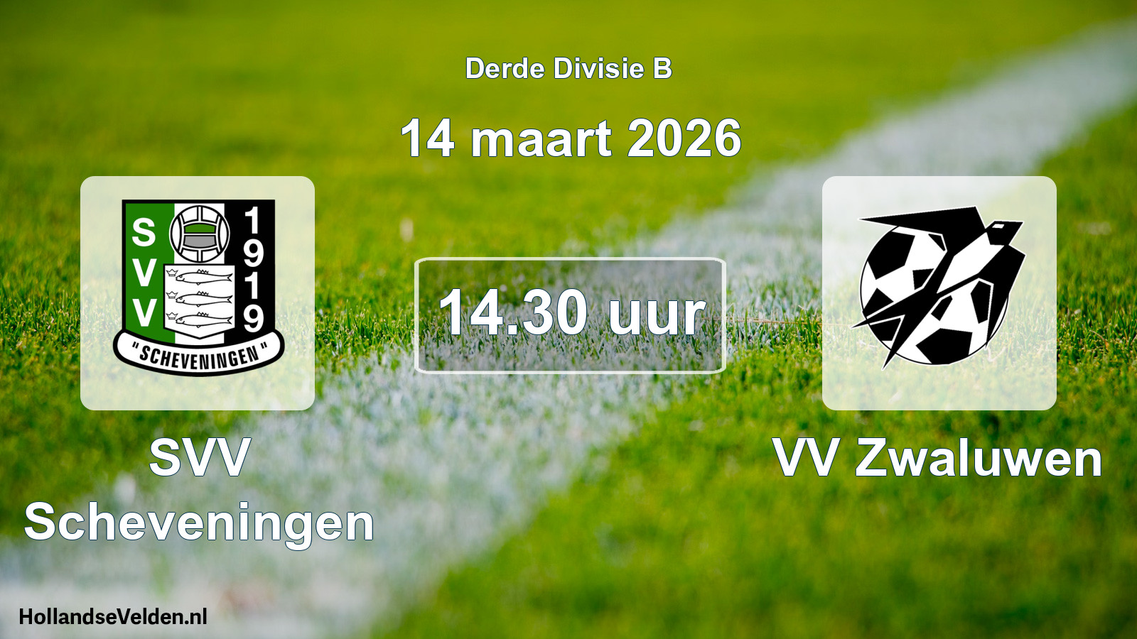 Geplande wedstrijd: SVV Scheveningen - VV Zwaluwen (14 maart 2026)