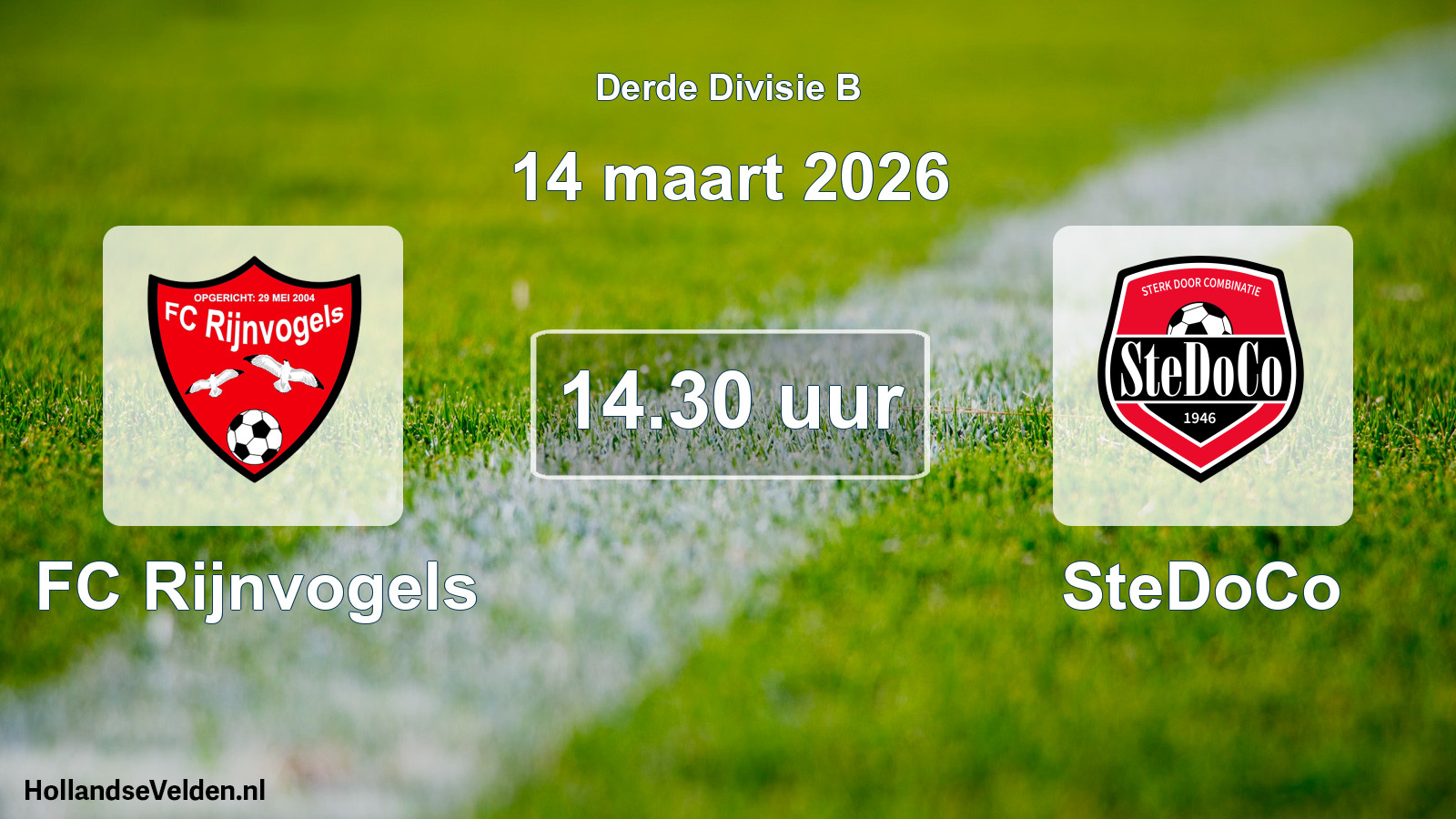Geplande wedstrijd: FC Rijnvogels - SteDoCo (14 maart 2026)