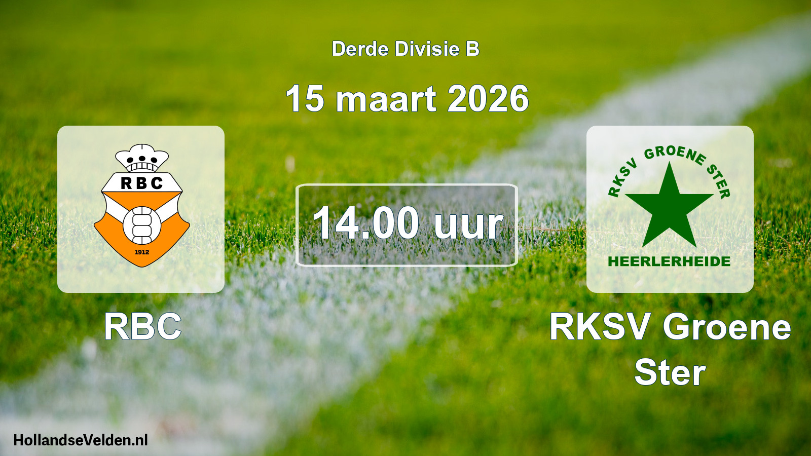 Geplande wedstrijd: RBC - RKSV Groene Ster (15 maart 2026)