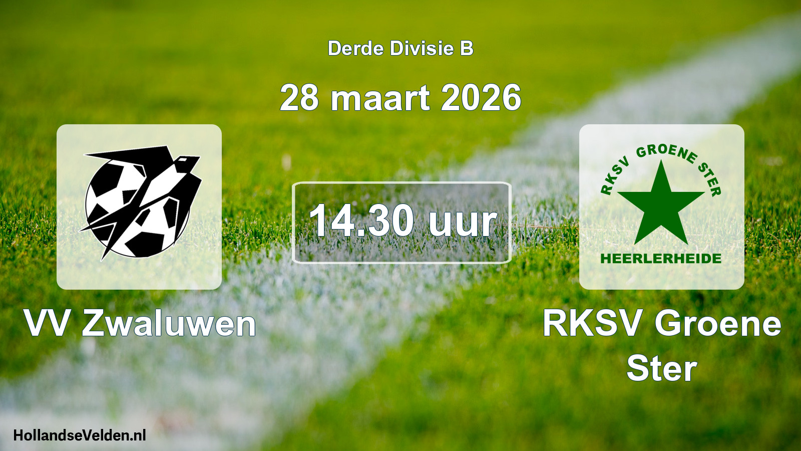 Geplande wedstrijd: VV Zwaluwen - RKSV Groene Ster (28 maart 2026)