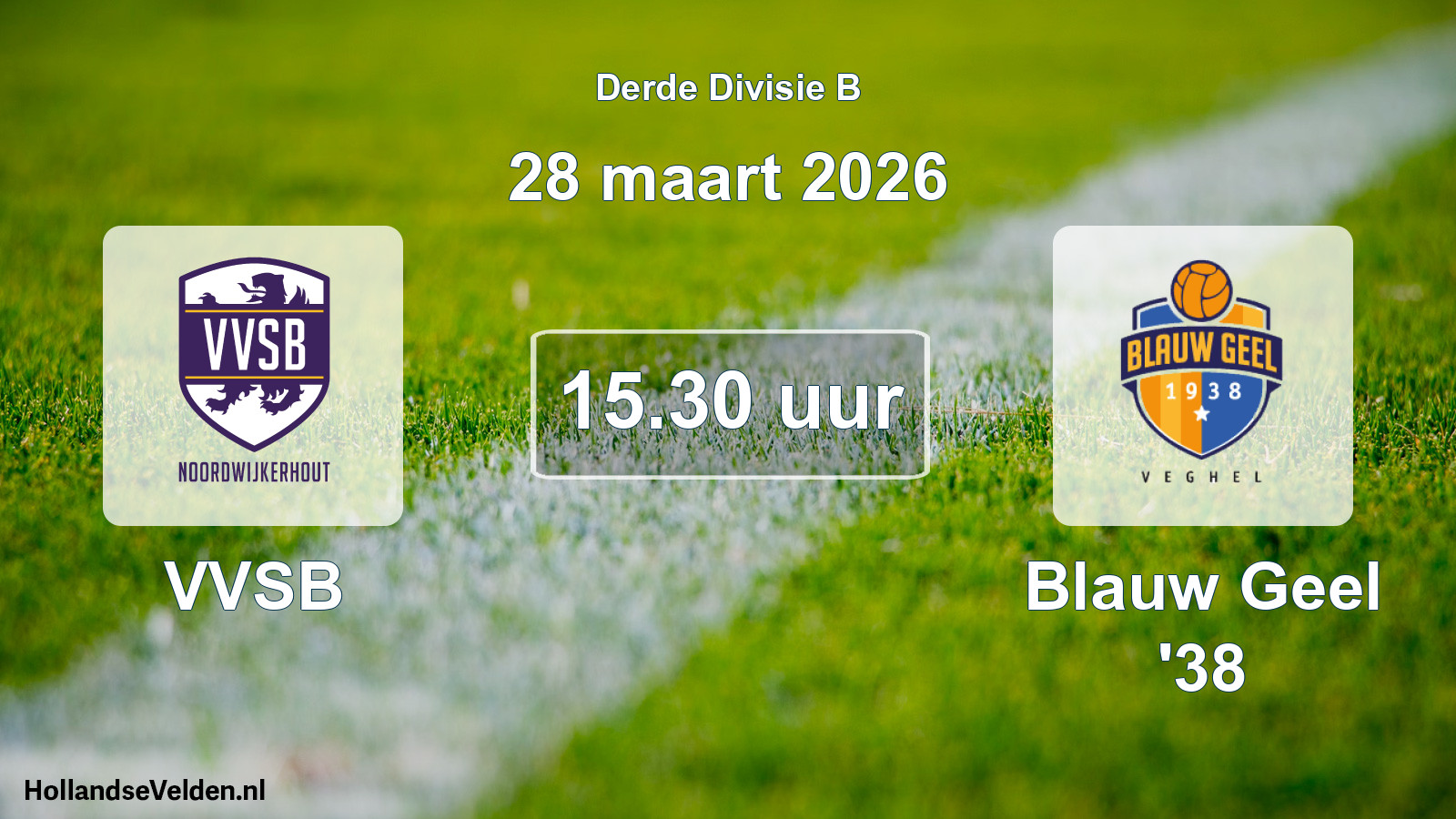 Geplande wedstrijd: VVSB - Blauw Geel '38 (28 maart 2026)