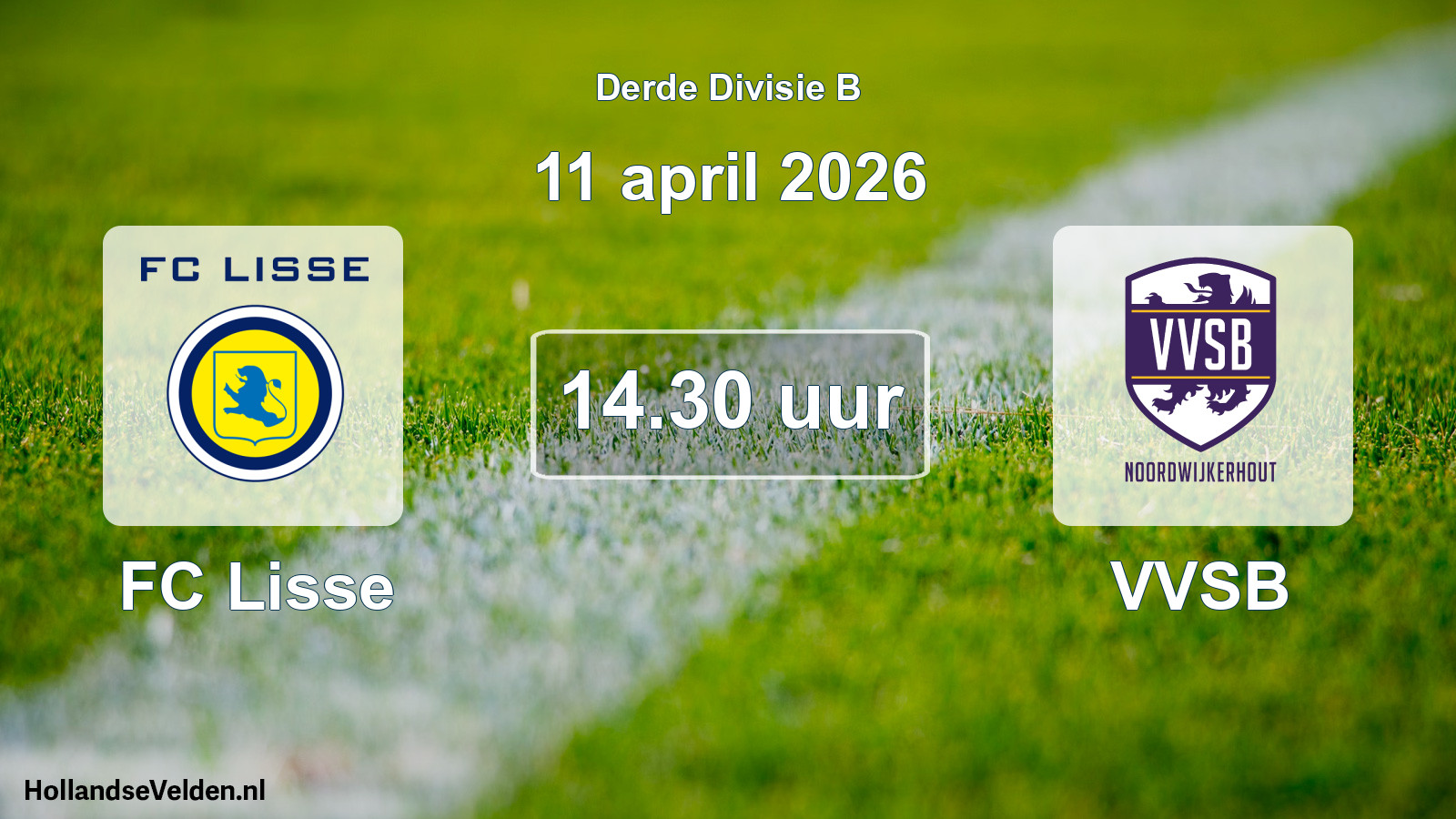 Geplande wedstrijd: FC Lisse - VVSB (11 april 2026)
