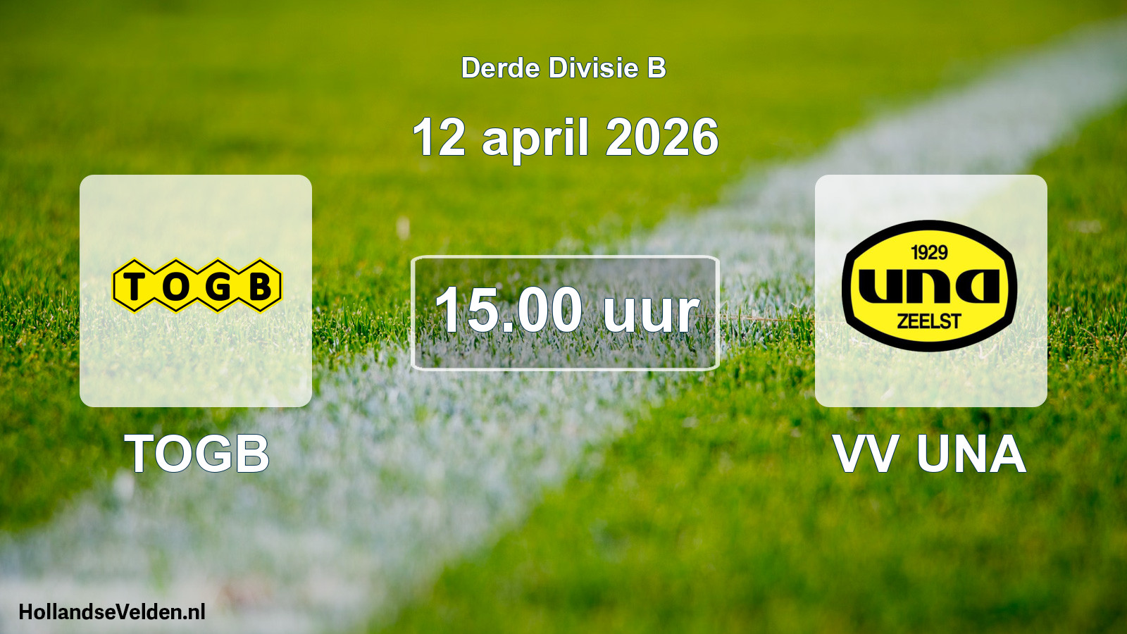 Geplande wedstrijd: TOGB - VV UNA (12 april 2026)