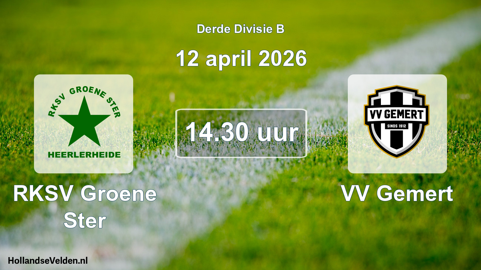 Geplande wedstrijd: RKSV Groene Ster - VV Gemert (12 april 2026)