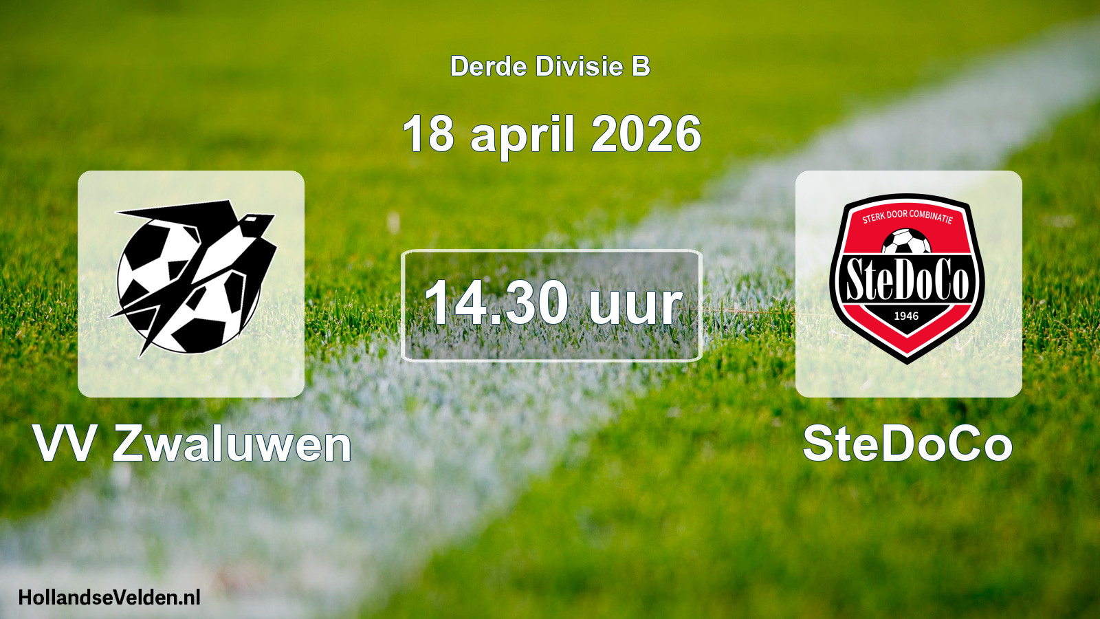 Geplande wedstrijd: VV Zwaluwen - SteDoCo (18 april 2026)