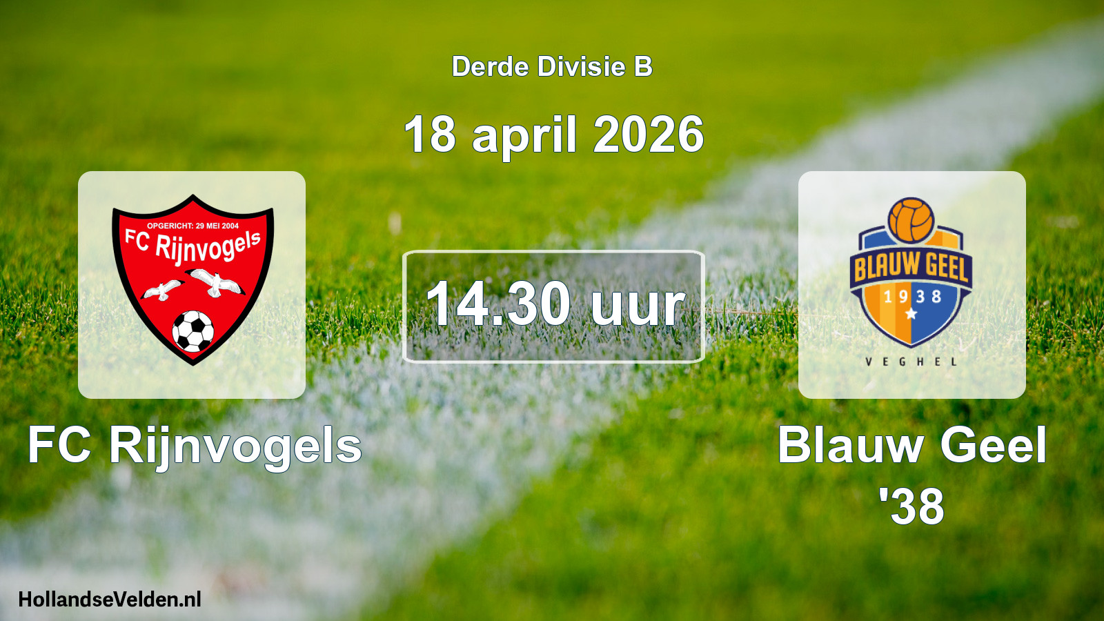 Geplande wedstrijd: FC Rijnvogels - Blauw Geel '38 (18 april 2026)