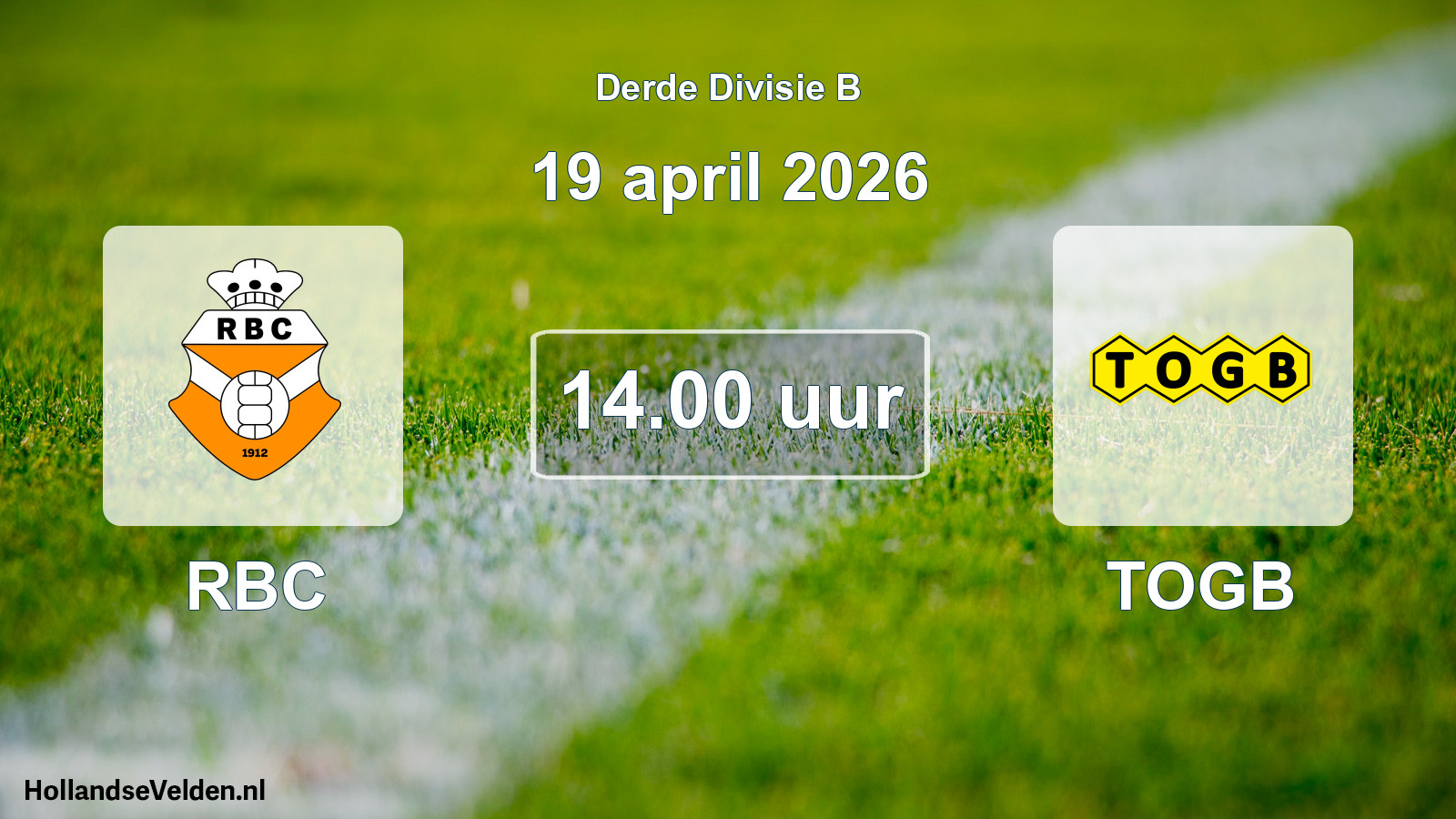 Geplande wedstrijd: RBC - TOGB (19 april 2026)
