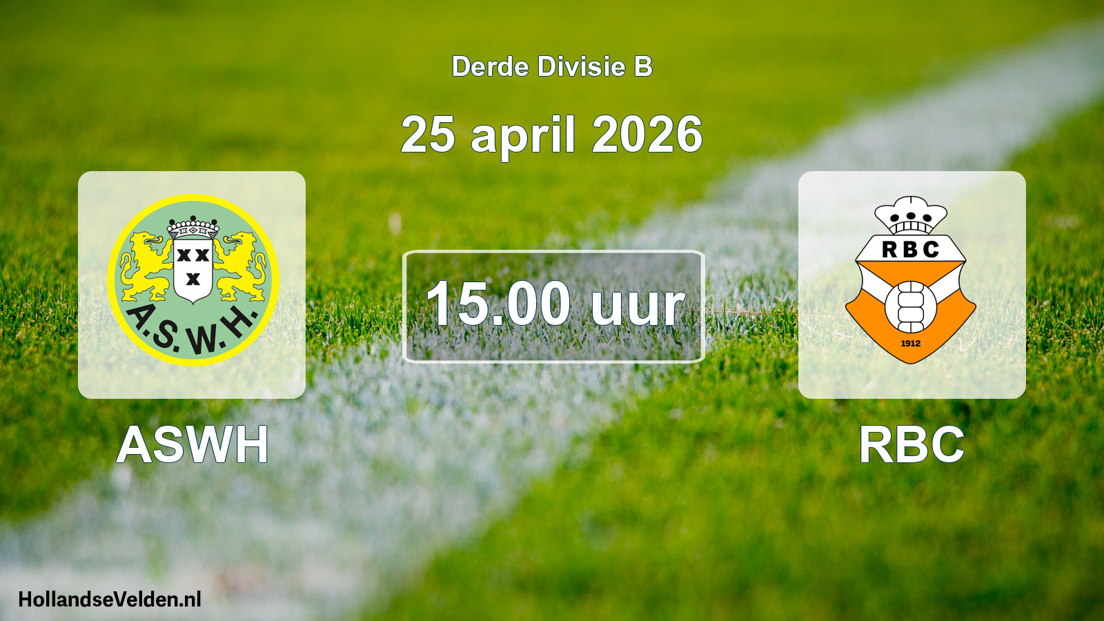 Geplande wedstrijd: ASWH - RBC (25 april 2026)