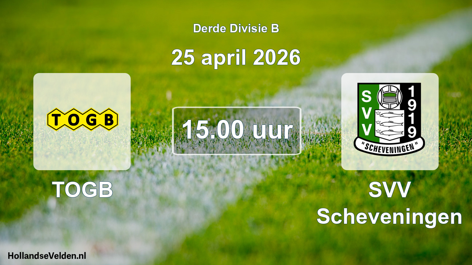 Geplande wedstrijd: TOGB - SVV Scheveningen (25 april 2026)