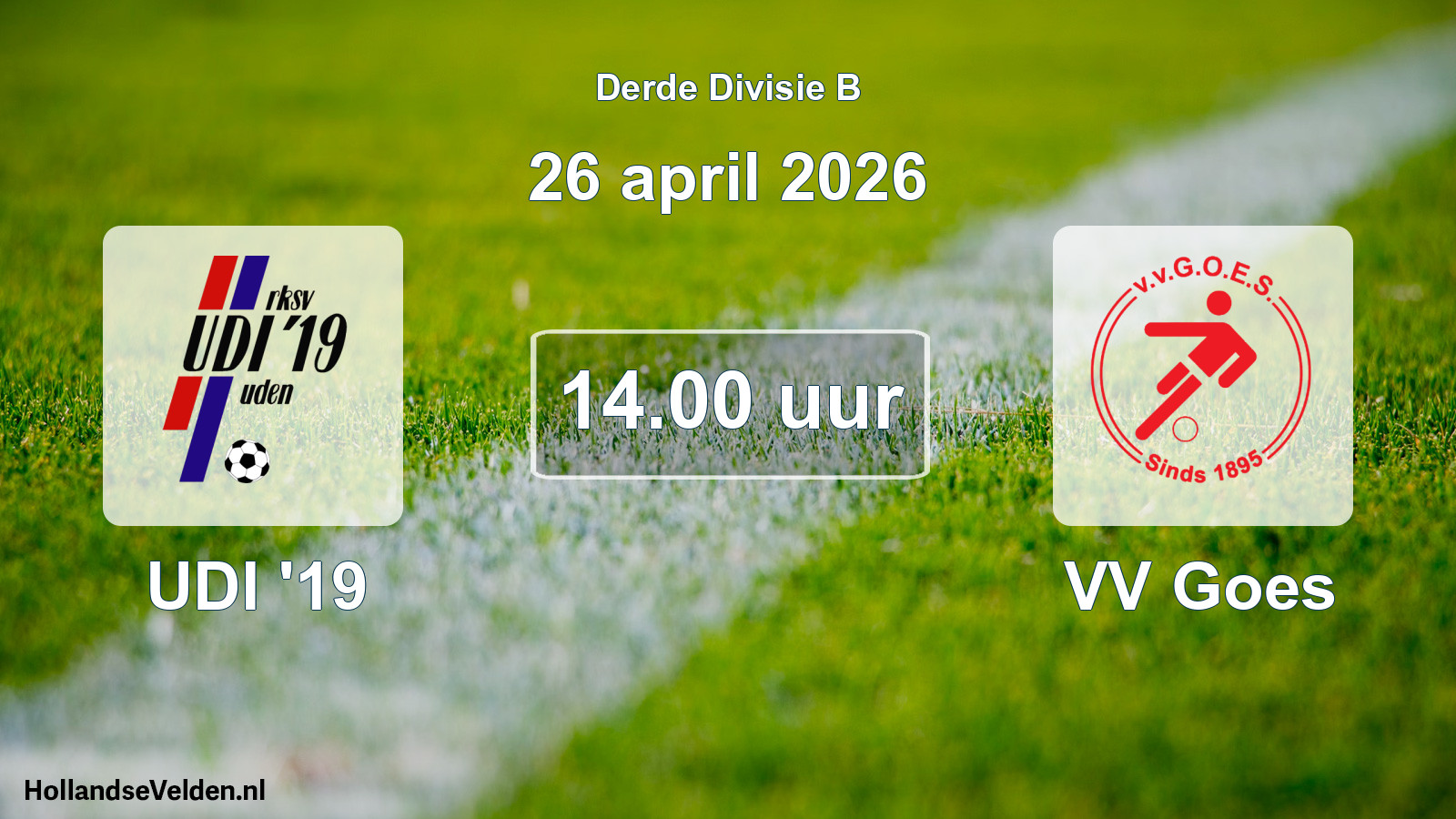 Geplande wedstrijd: UDI '19 - VV Goes (26 april 2026)